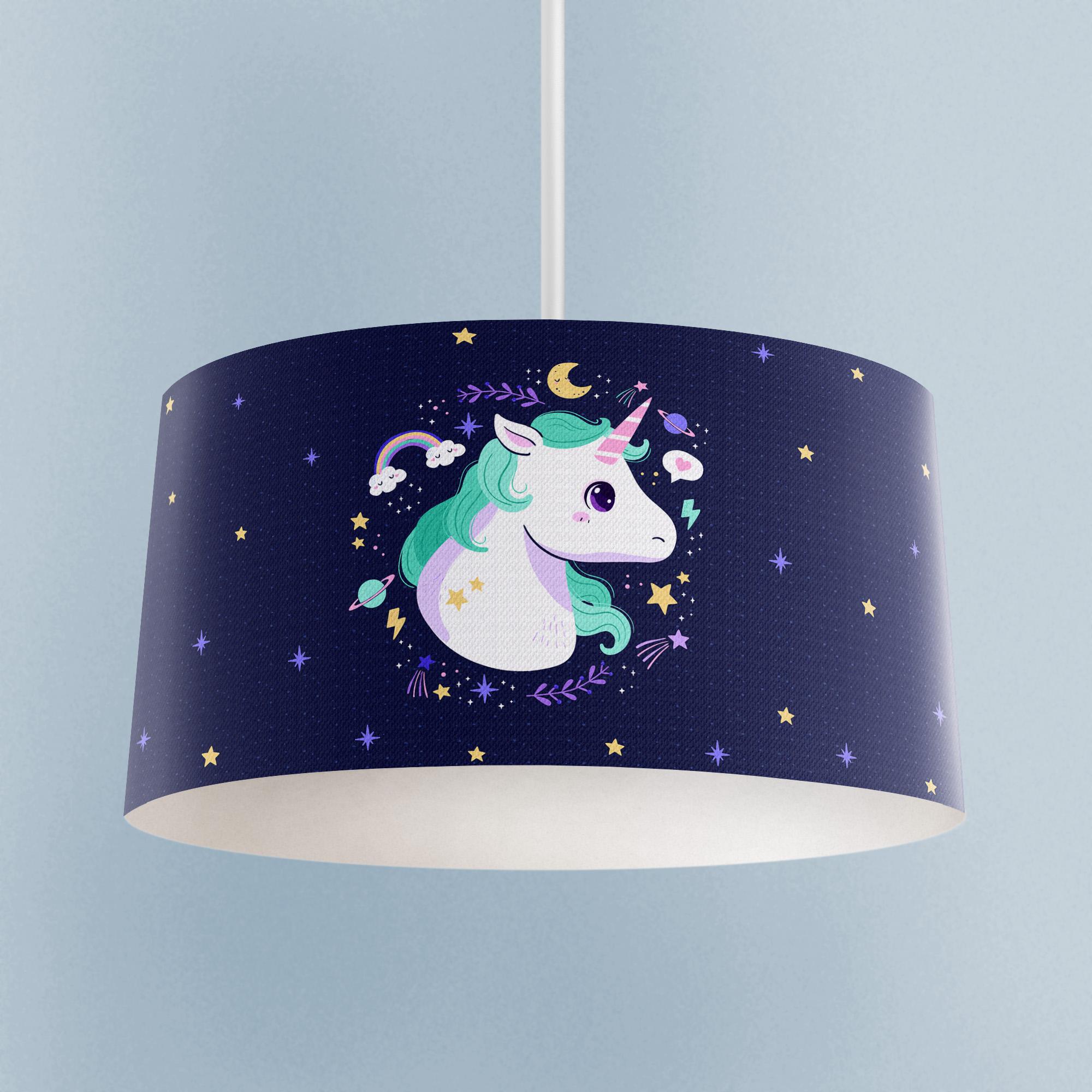MEKTA%20HOME%20BEBEK%20VE%20ÇOCUK%20ODASI%20Lacivert%20Unicorn%20Desenli%20Avize