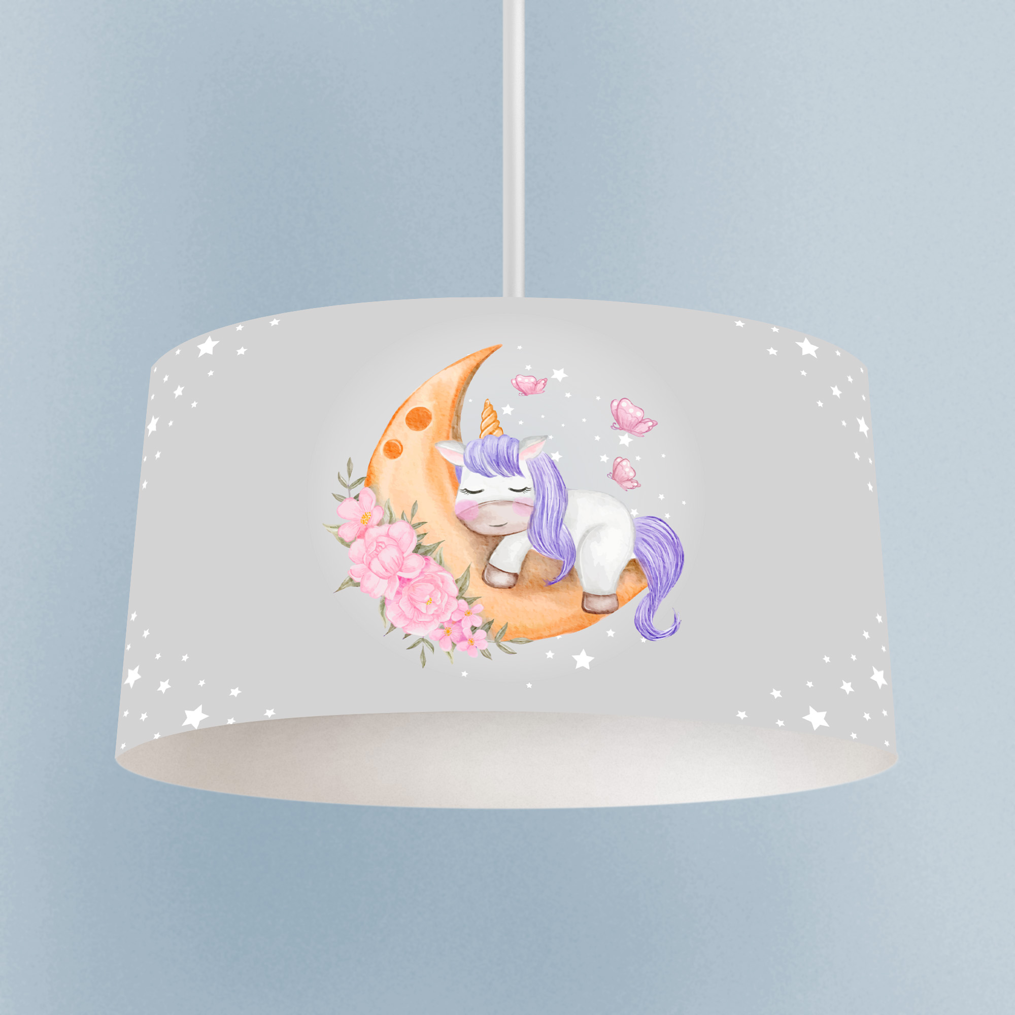 MEKTA%20HOME%20BEBEK%20VE%20ÇOCUK%20ODASI%20Aya%20Sarılan%20Unicorn%20Desenli%20Gri%20Avize
