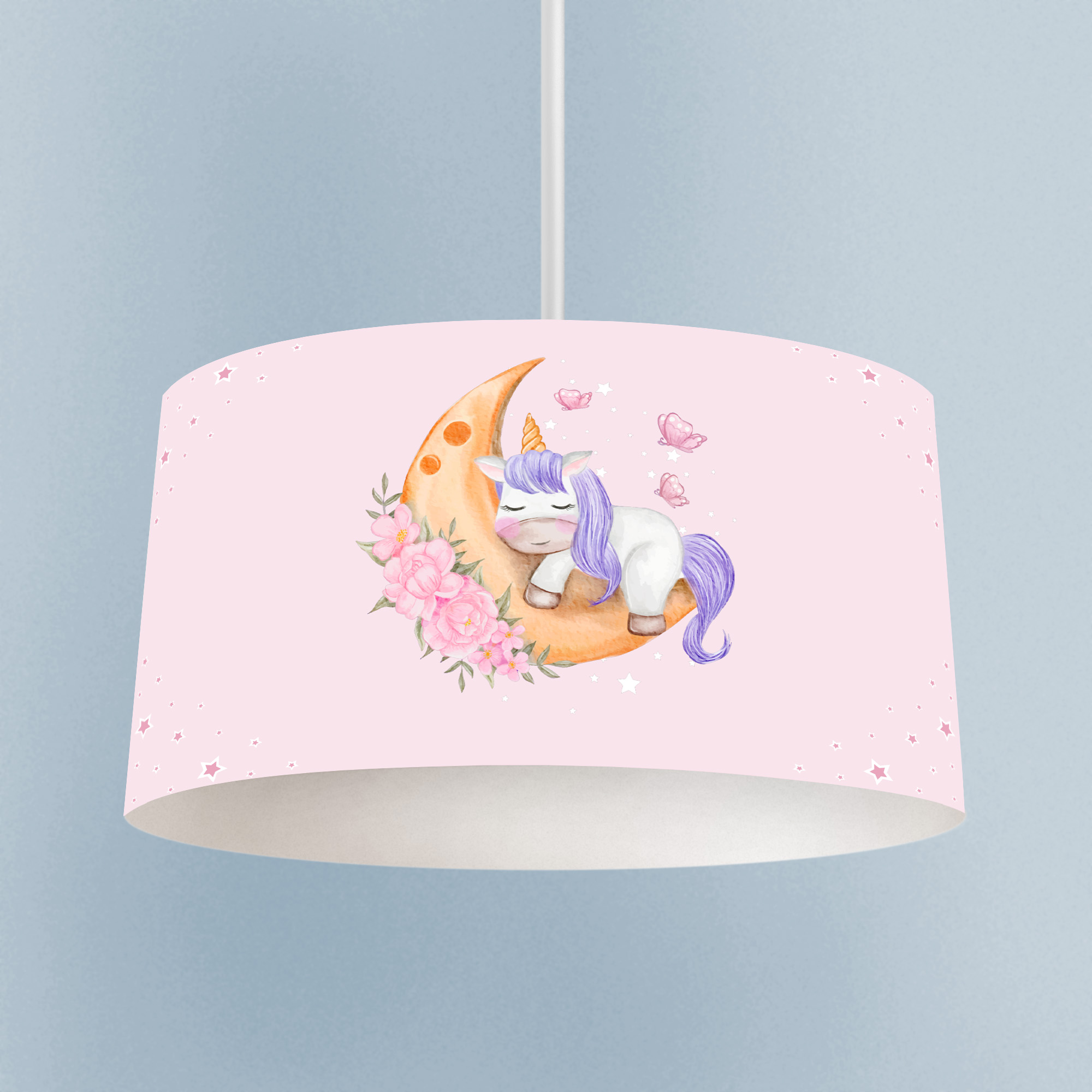 MEKTA%20HOME%20BEBEK%20VE%20ÇOCUK%20ODASI%20Aya%20Sarılan%20Unicorn%20Desenli%20Pembe%20Avize