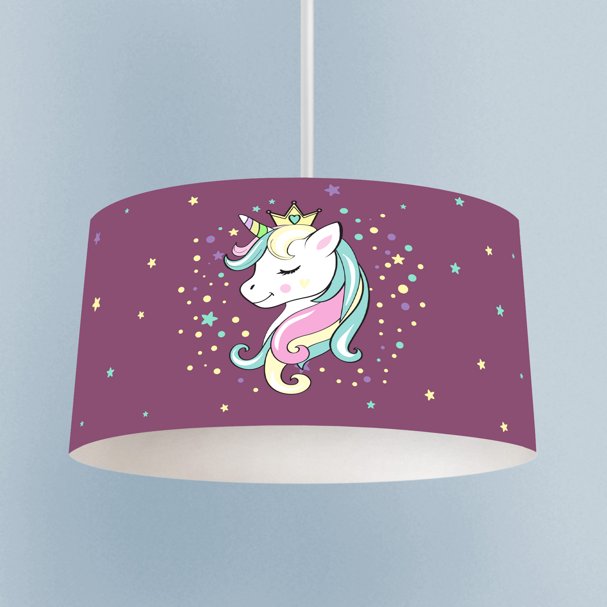 MEKTA%20HOME%20BEBEK%20VE%20ÇOCUK%20ODASI%20Renkli%20Unicorn%20Desenli%20Mor%20Avize