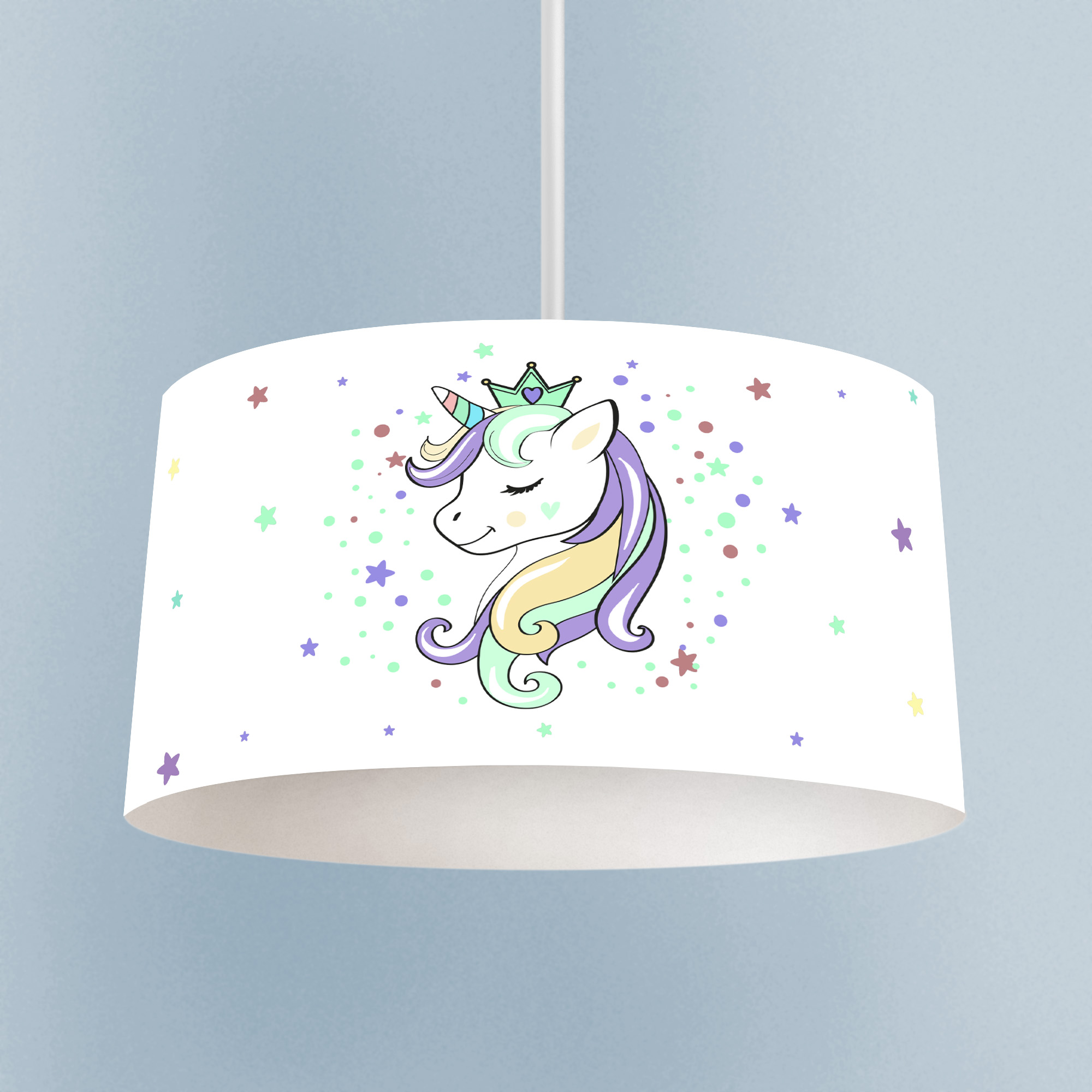 MEKTA%20HOME%20BEBEK%20VE%20ÇOCUK%20ODASI%20Renkli%20Unicorn%20Desenli%20Beyaz%20Avize