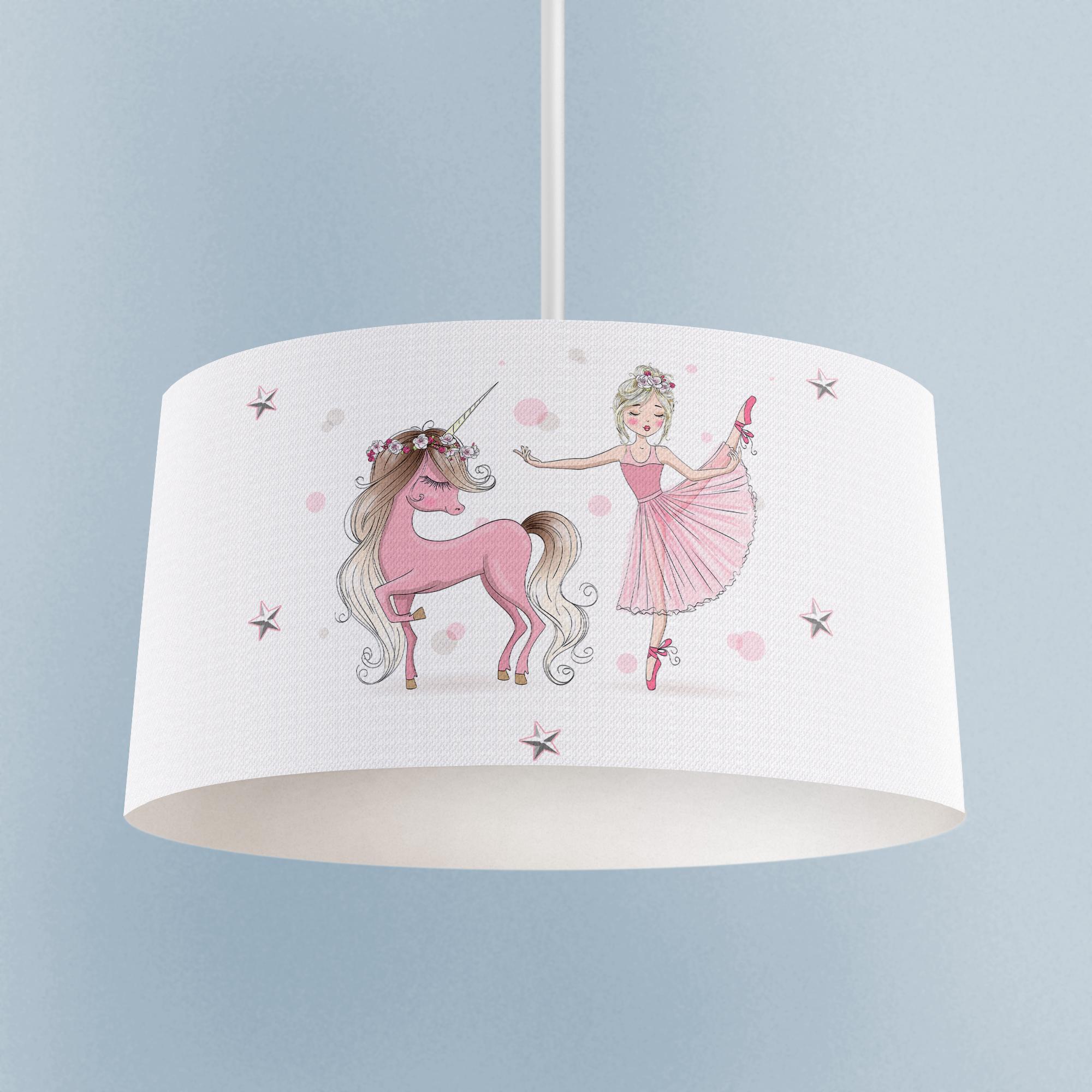 MEKTA%20HOME%20BEBEK%20VE%20ÇOCUK%20ODASI%20Balerin%20ve%20Unicorn%20Kız%20Desenli%20Pembe%20Avize
