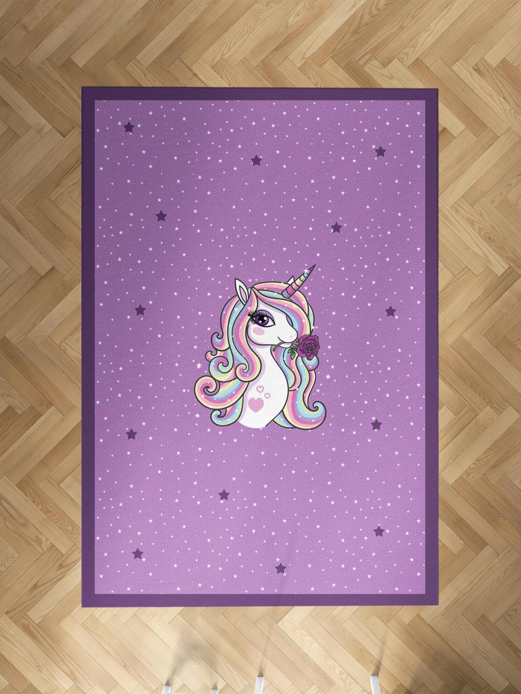 MEKTA%20HOME%20BEBEK%20VE%20ÇOCUK%20ODASI%20Mor%20Unicorn%20Desenli%20Halı