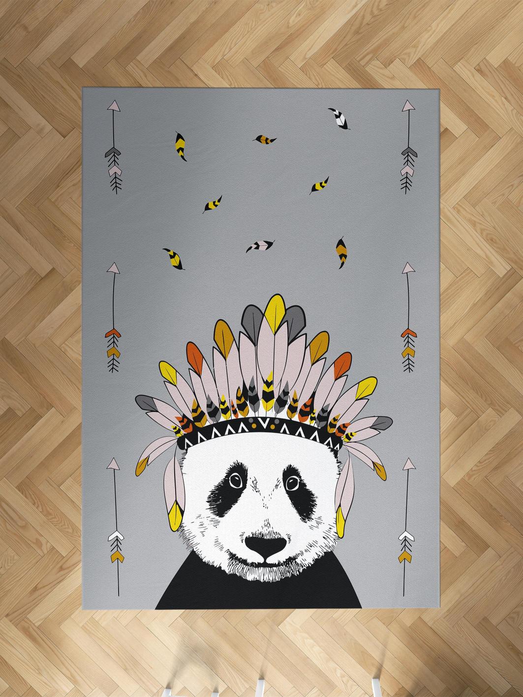 MEKTA%20HOME%20BEBEK%20VE%20ÇOCUK%20ODASI%20Kızılderili%20Panda%20Desenli%20Halı