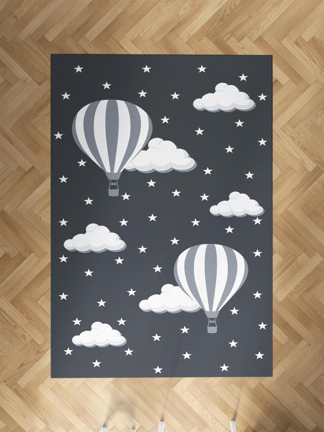 MEKTA%20HOME%20BEBEK%20VE%20ÇOCUK%20ODASI%20Bulutlu%20Yıldız%20ve%20Uçan%20Balon%20Desenli%20Halı