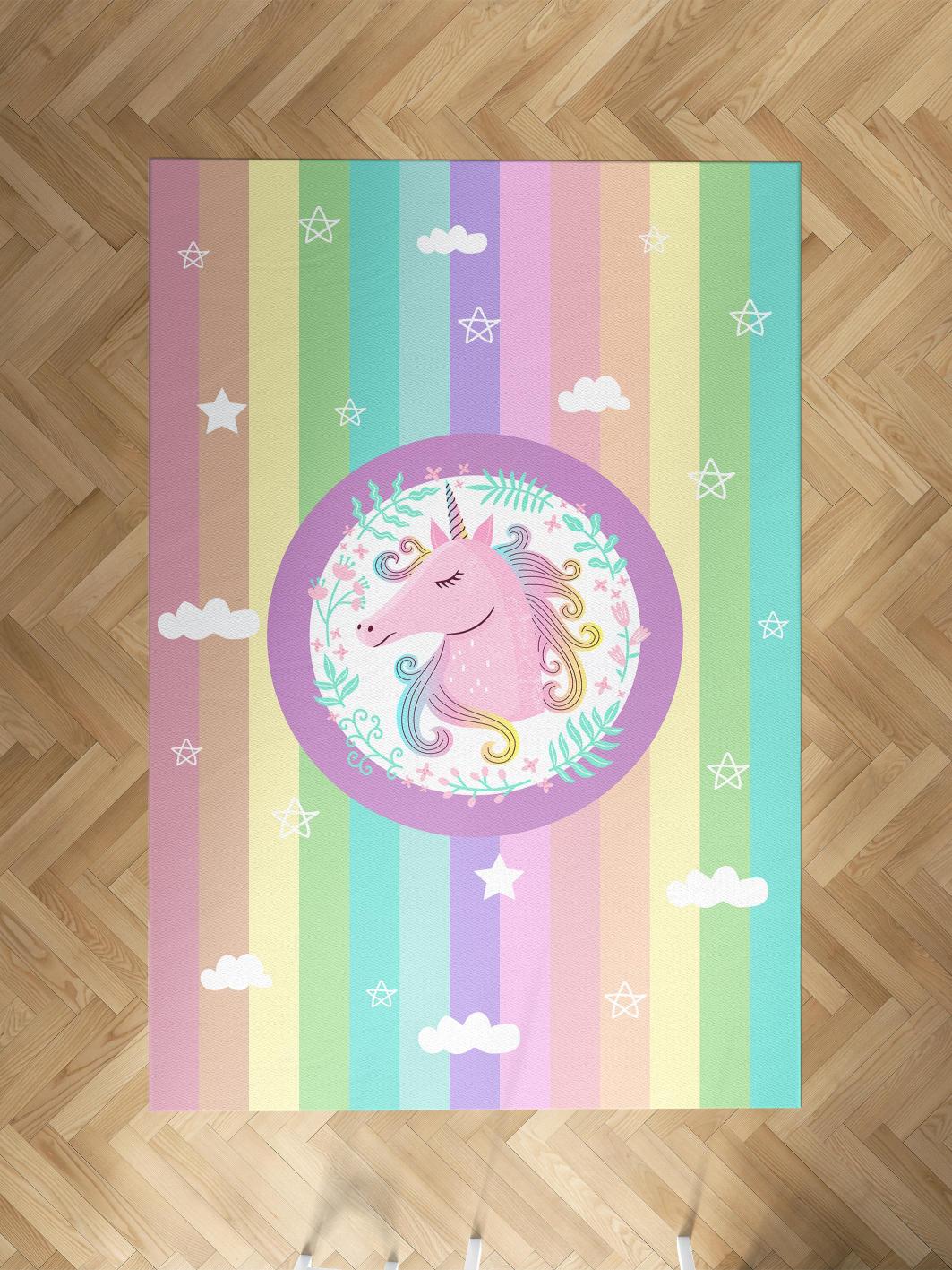 MEKTA%20HOME%20BEBEK%20VE%20ÇOCUK%20ODASI%20Renkli%20Unicorn%20Desenli%20Halı