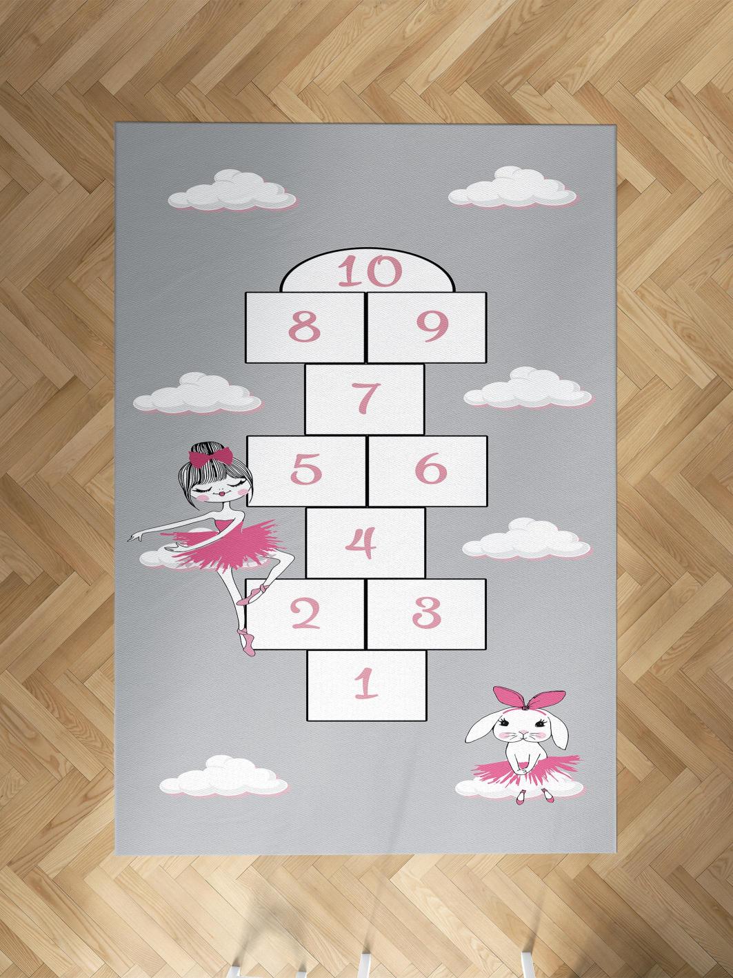 MEKTA%20HOME%20BEBEK%20VE%20ÇOCUK%20ODASI%20Prenses%20Kız%20ve%20Tavşan%20Desenli%20Seksekli%20Halı