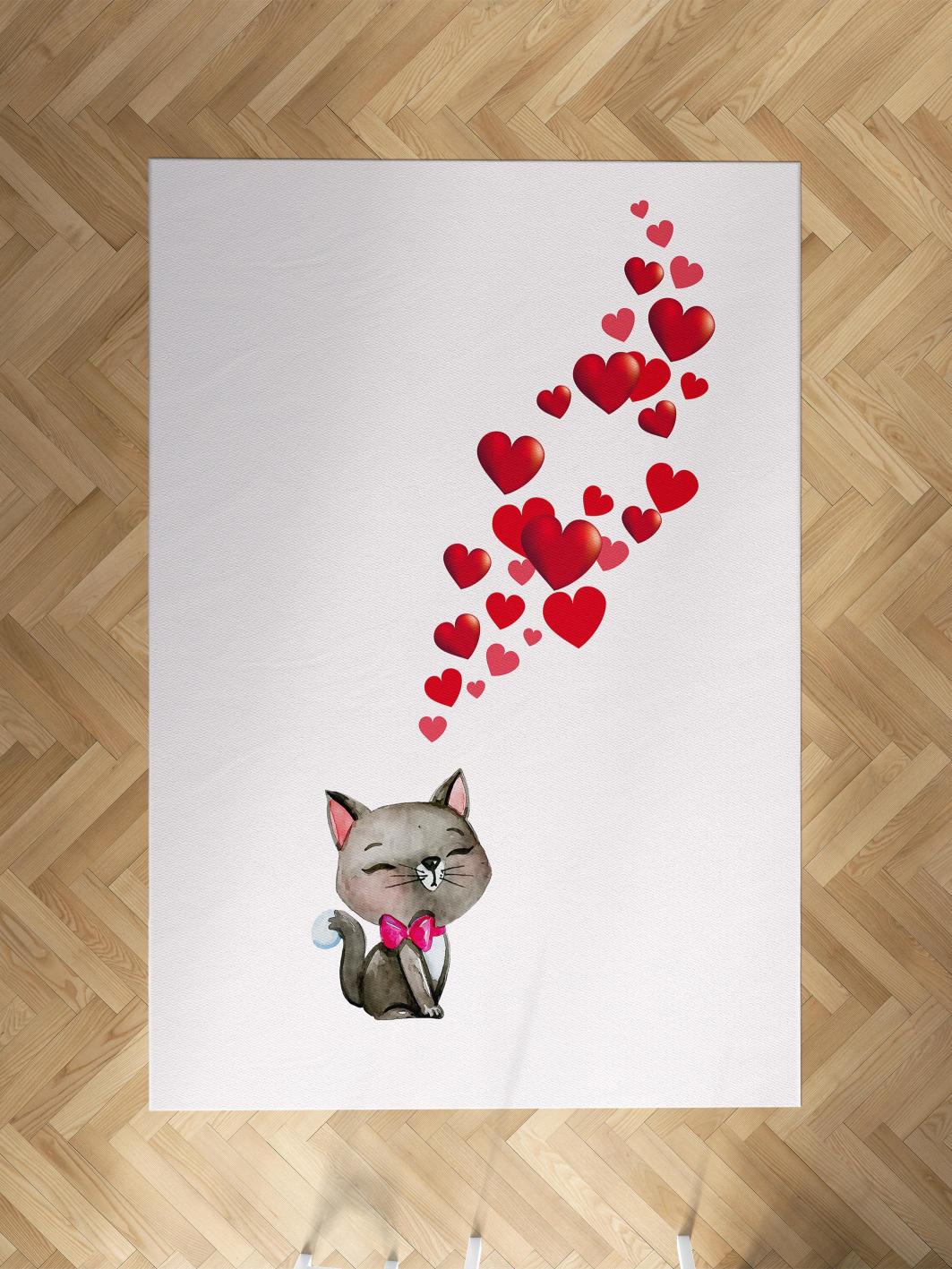 MEKTA%20HOME%20BEBEK%20VE%20ÇOCUK%20ODASI%20Kedi%20ve%20Kalp%20Desenli%20Halı
