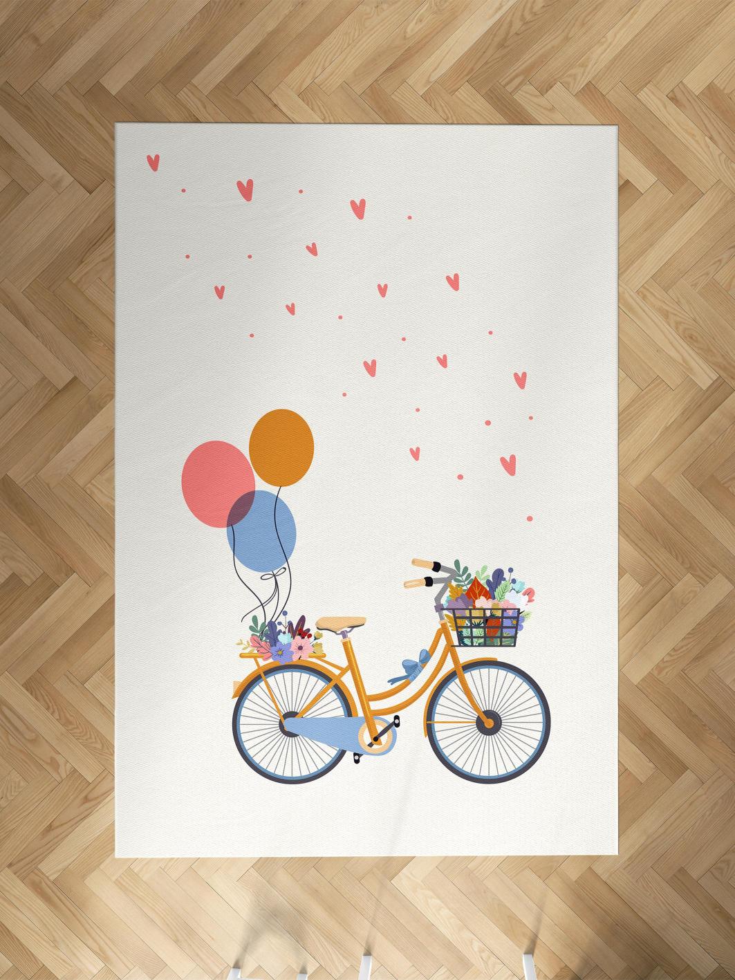 MEKTA%20HOME%20BEBEK%20VE%20ÇOCUK%20ODASI%20Bisikletli%20Balon%20Desenli%20Halı