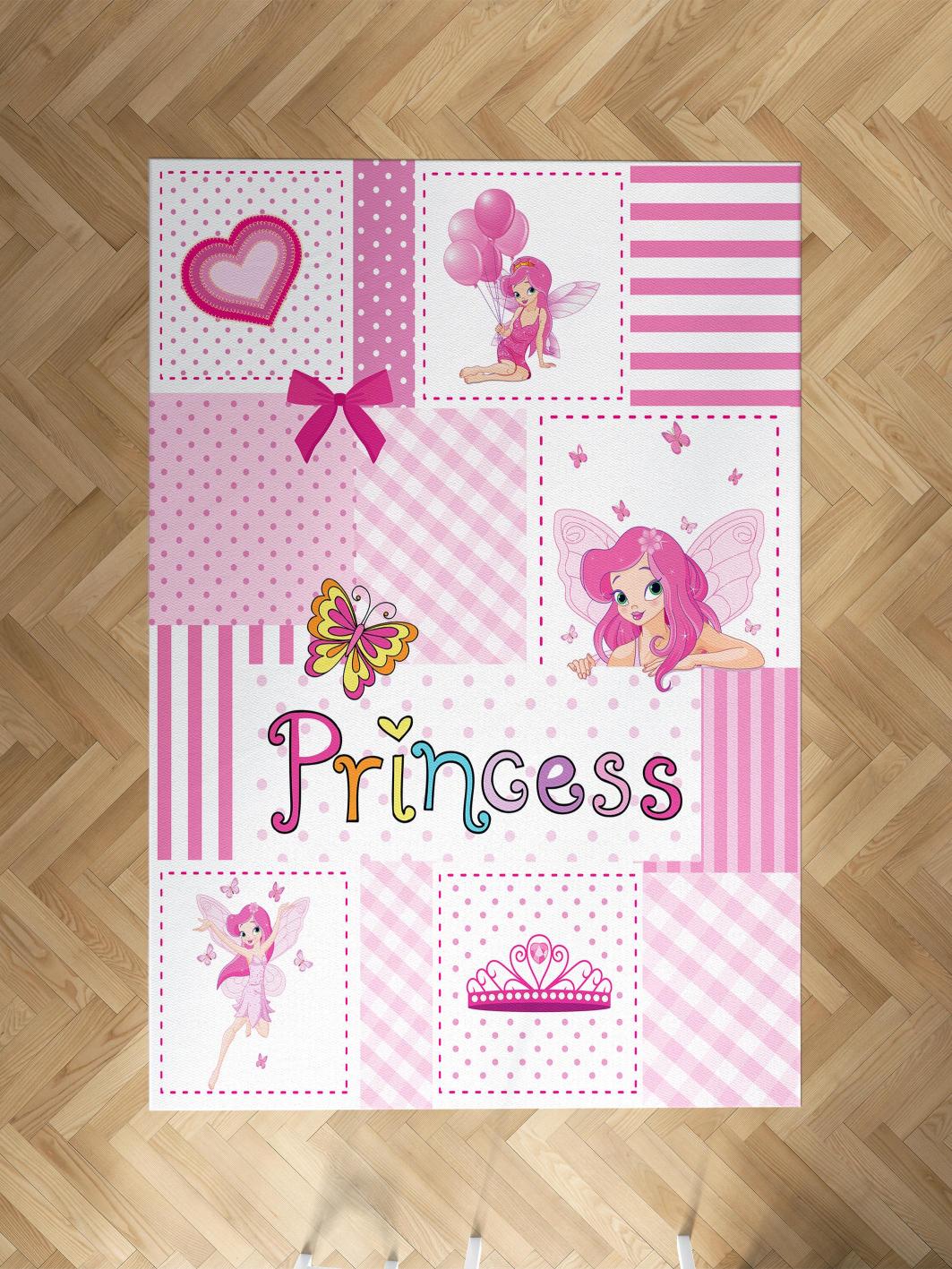 MEKTA%20HOME%20BEBEK%20VE%20ÇOCUK%20ODASI%20Princess%20Desenli%20Pembe%20Halı