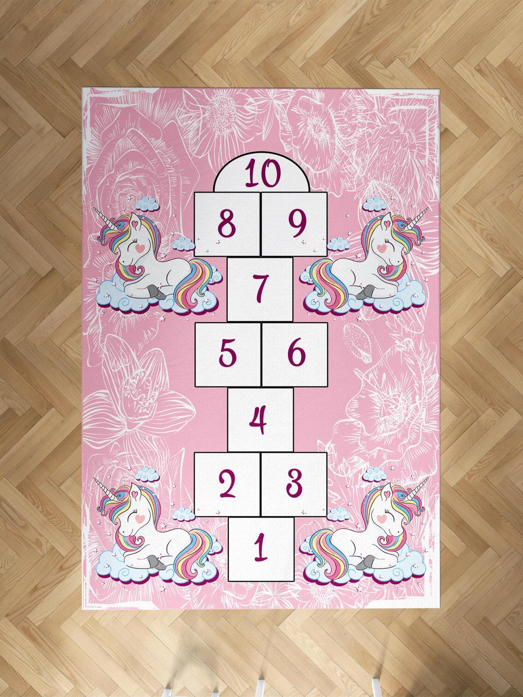 MEKTA%20HOME%20BEBEK%20VE%20ÇOCUK%20ODASI%20Unicorn%20ve%20Seksek%20Desenli%20Halı
