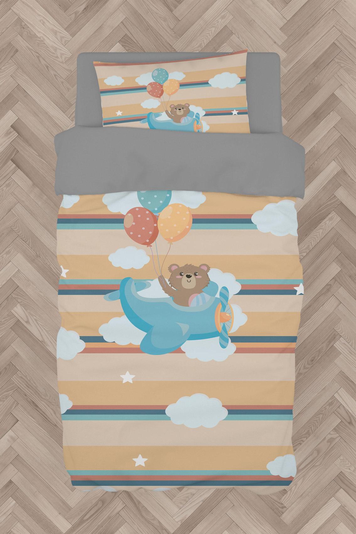 MEKTA%20HOME%20BEBEK%20VE%20ÇOCUK%20ODASI%20Uçak%20ve%20Fil%20Desenli%20Nevresim%20Takımı