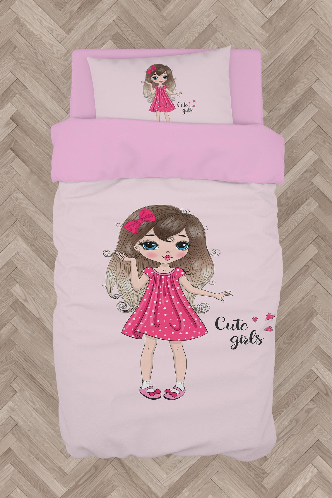 MEKTA%20HOME%20BEBEK%20VE%20ÇOCUK%20ODASI%20Pembe%20Kalp%20Desenli%20Nevresim%20Takımı