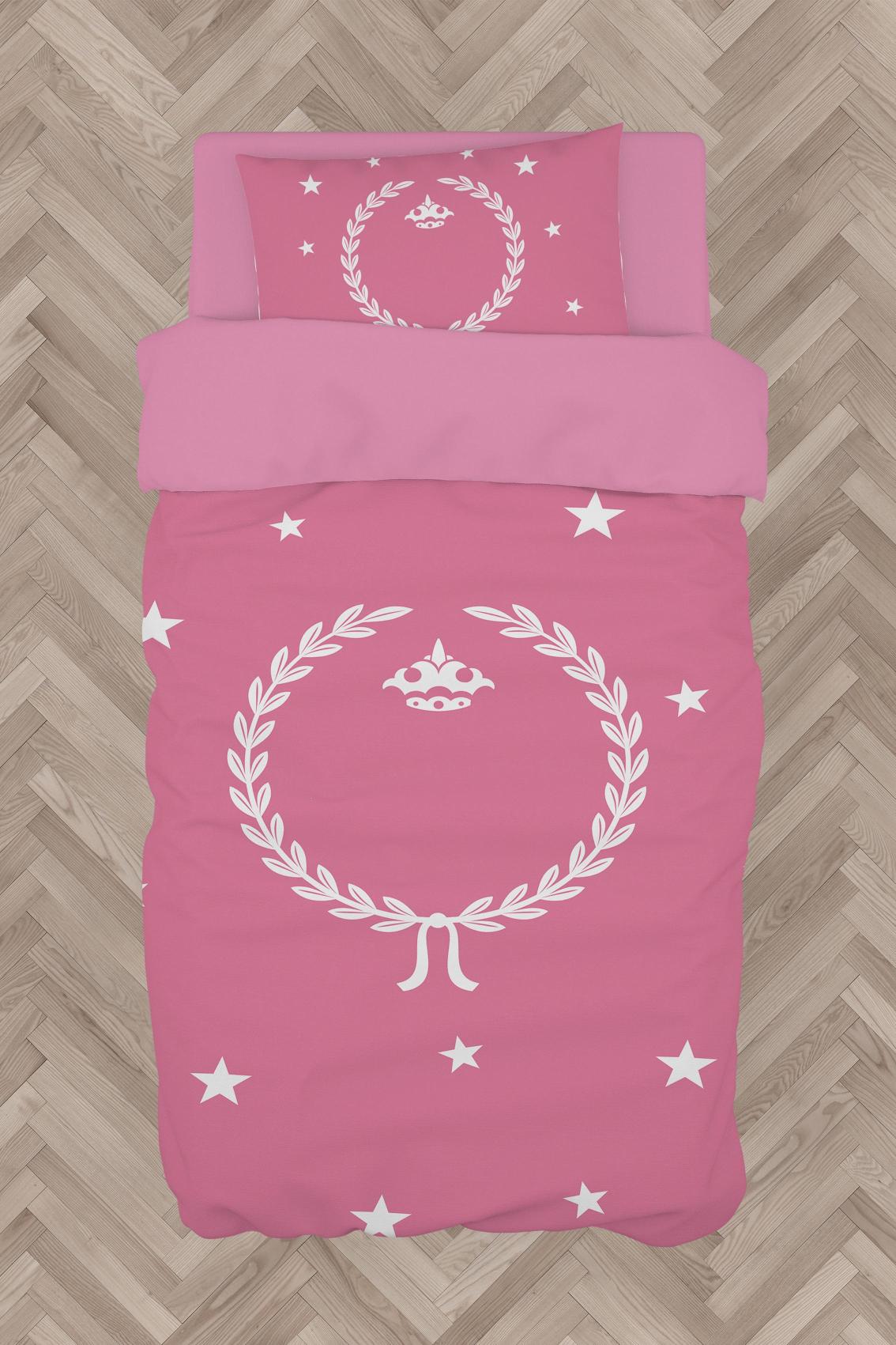 MEKTA%20HOME%20BEBEK%20VE%20ÇOCUK%20ODASI%20Pembe%20Başak%20Desenli%20Nevresim%20Takımı