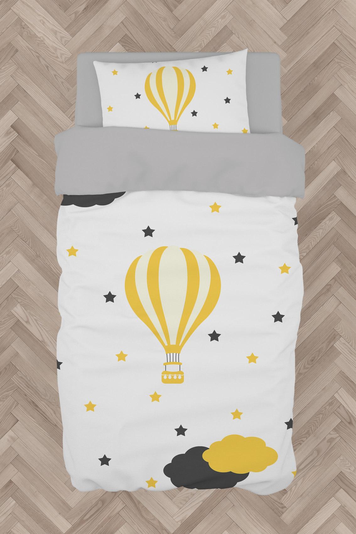 MEKTA%20HOME%20BEBEK%20VE%20ÇOCUK%20ODASI%20Uçan%20Balon%20Desenli%20Nevresim%20Takımı
