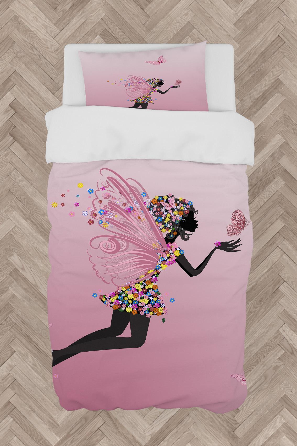 MEKTA%20HOME%20BEBEK%20VE%20ÇOCUK%20ODASI%20Pembe%20Uçan%20Kelebekli%20Prenses%20Kız%20Desenli%20Nevresim%20Takımı