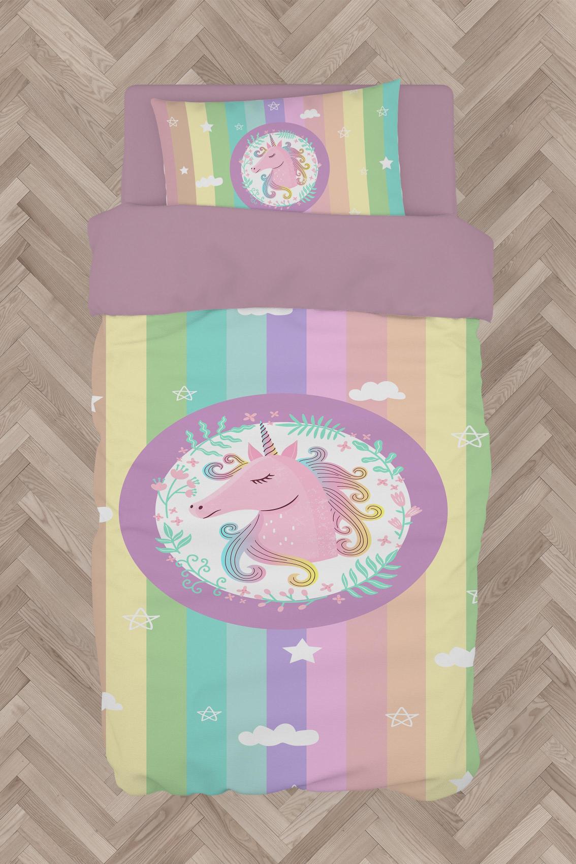 MEKTA%20HOME%20BEBEK%20VE%20ÇOCUK%20ODASI%20Renkli%20Unicorn%20Desenli%20Nevresim%20Takımı