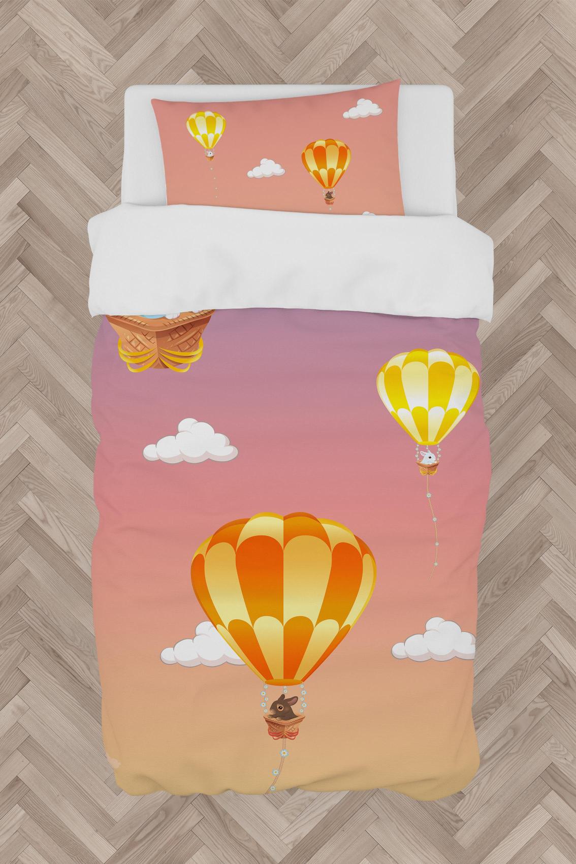 MEKTA%20HOME%20BEBEK%20VE%20ÇOCUK%20ODASI%20Balon%20ve%20Tavşan%20Desenli%20Nevresim%20Takımı