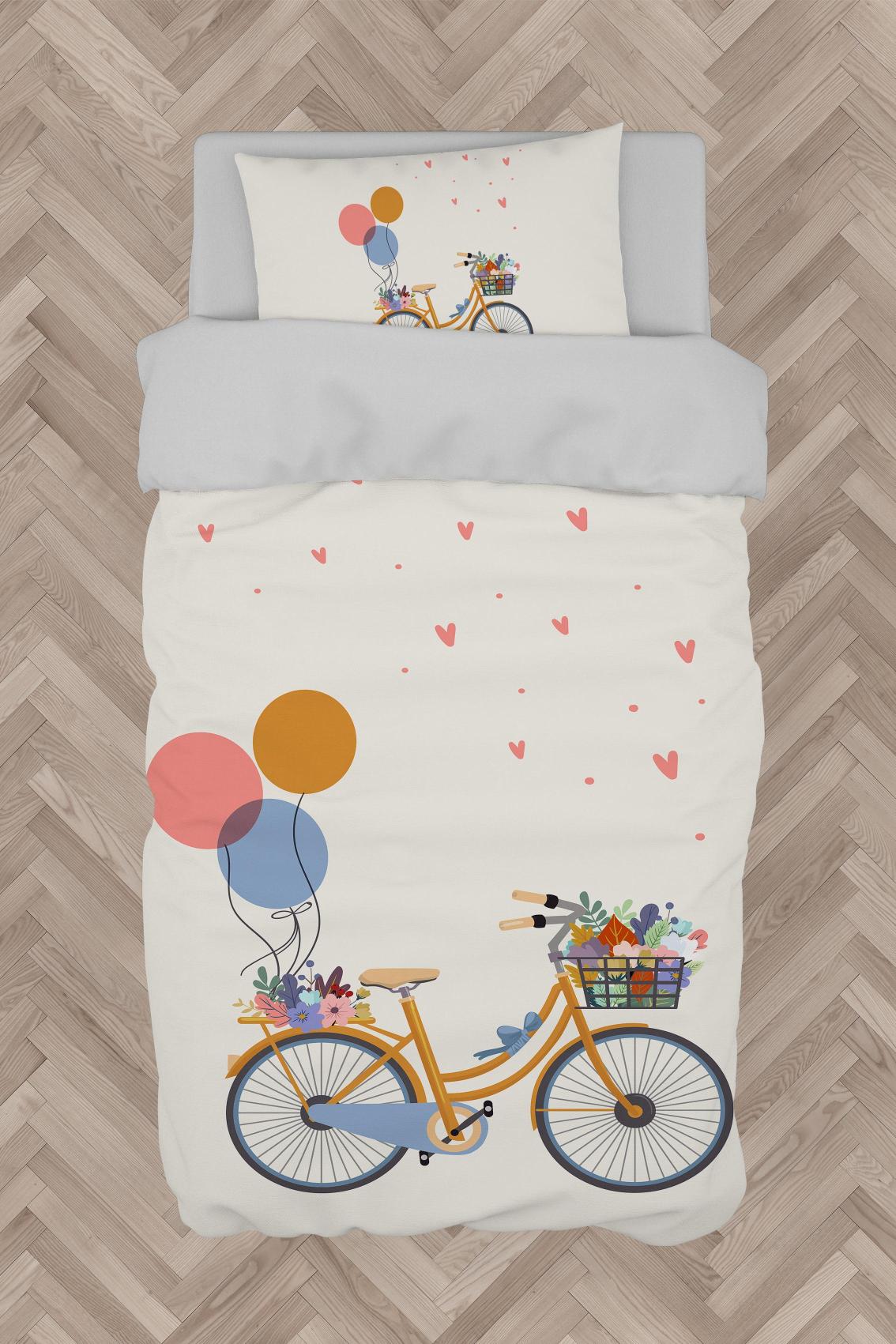 MEKTA%20HOME%20BEBEK%20VE%20ÇOCUK%20ODASI%20Bisikletli%20Balon%20Desenli%20Nevresim%20Takımı