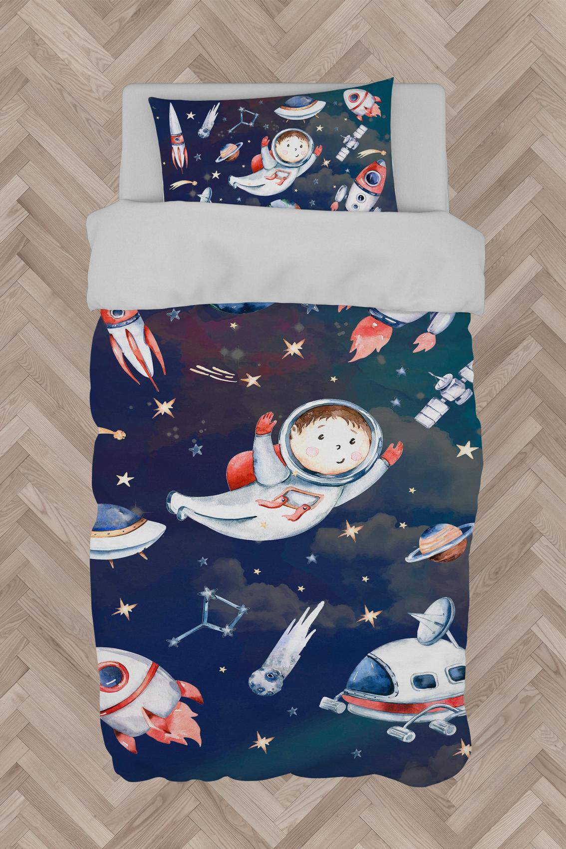 MEKTA%20HOME%20BEBEK%20VE%20ÇOCUK%20ODASI%20Uzaylı%20Astronot%20Desenli%20Nevresim%20Takımı