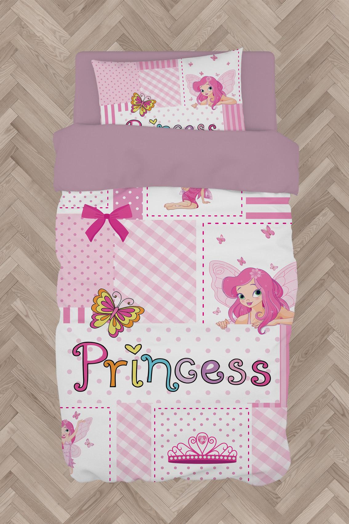MEKTA%20HOME%20BEBEK%20VE%20ÇOCUK%20ODASI%20Princess%20Desenli%20Pembe%20Nevresim%20Takımı