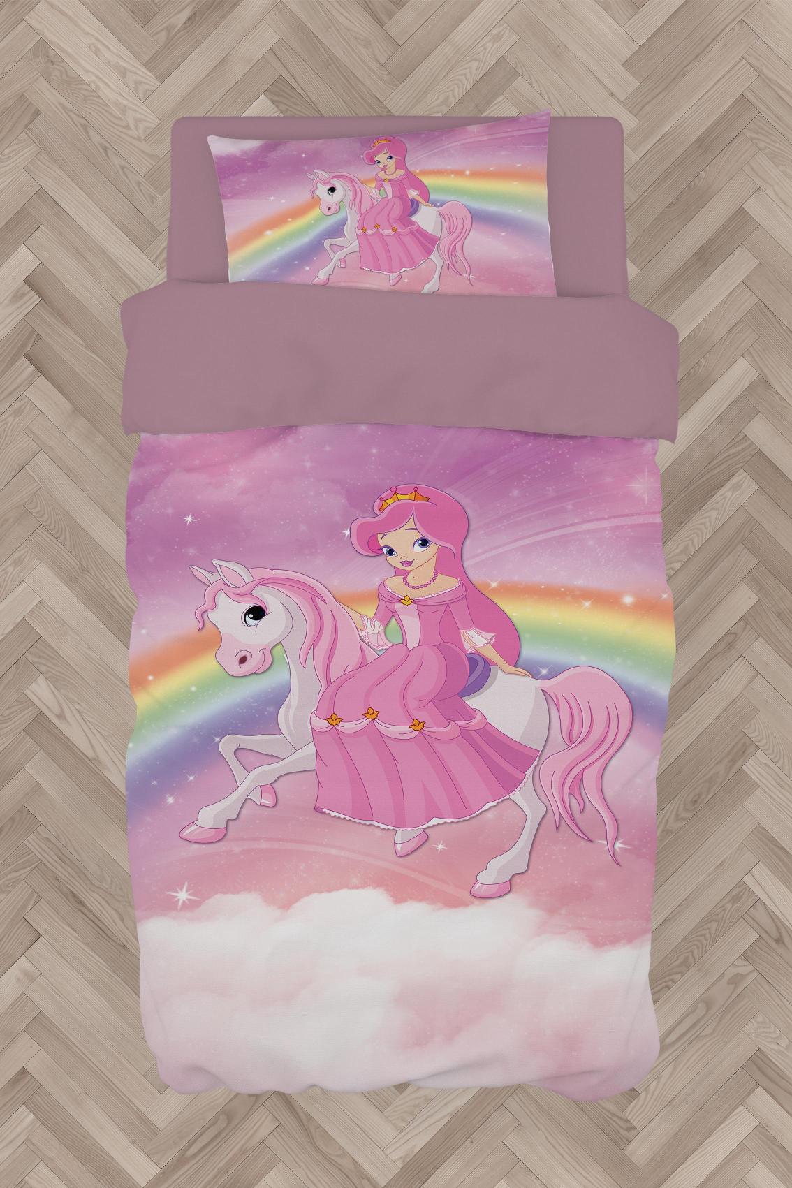 MEKTA%20HOME%20BEBEK%20VE%20ÇOCUK%20ODASI%20Gökuşağı%20ve%20Unicorn%20Desenli%20Nevresim%20Takımı