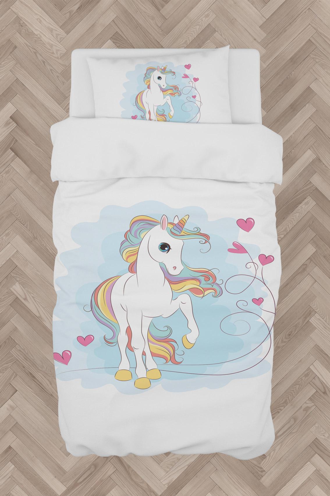 MEKTA%20HOME%20BEBEK%20VE%20ÇOCUK%20ODASI%20Kalpli%20Unicorn%20Desenli%20Nevresim%20Takımı