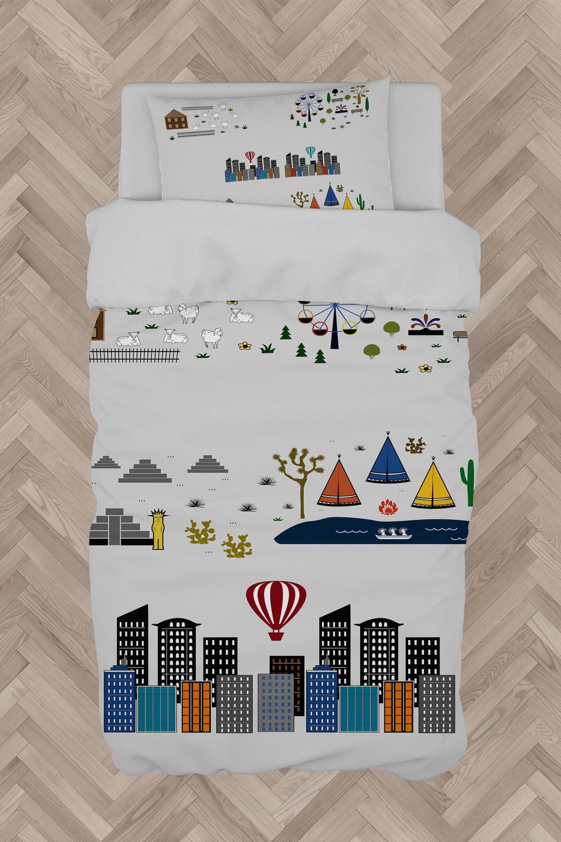 MEKTA%20HOME%20BEBEK%20VE%20ÇOCUK%20ODASI%20Eğitici%20Şehir%20Desenli%20Yollu%20Nevresim%20Takımı