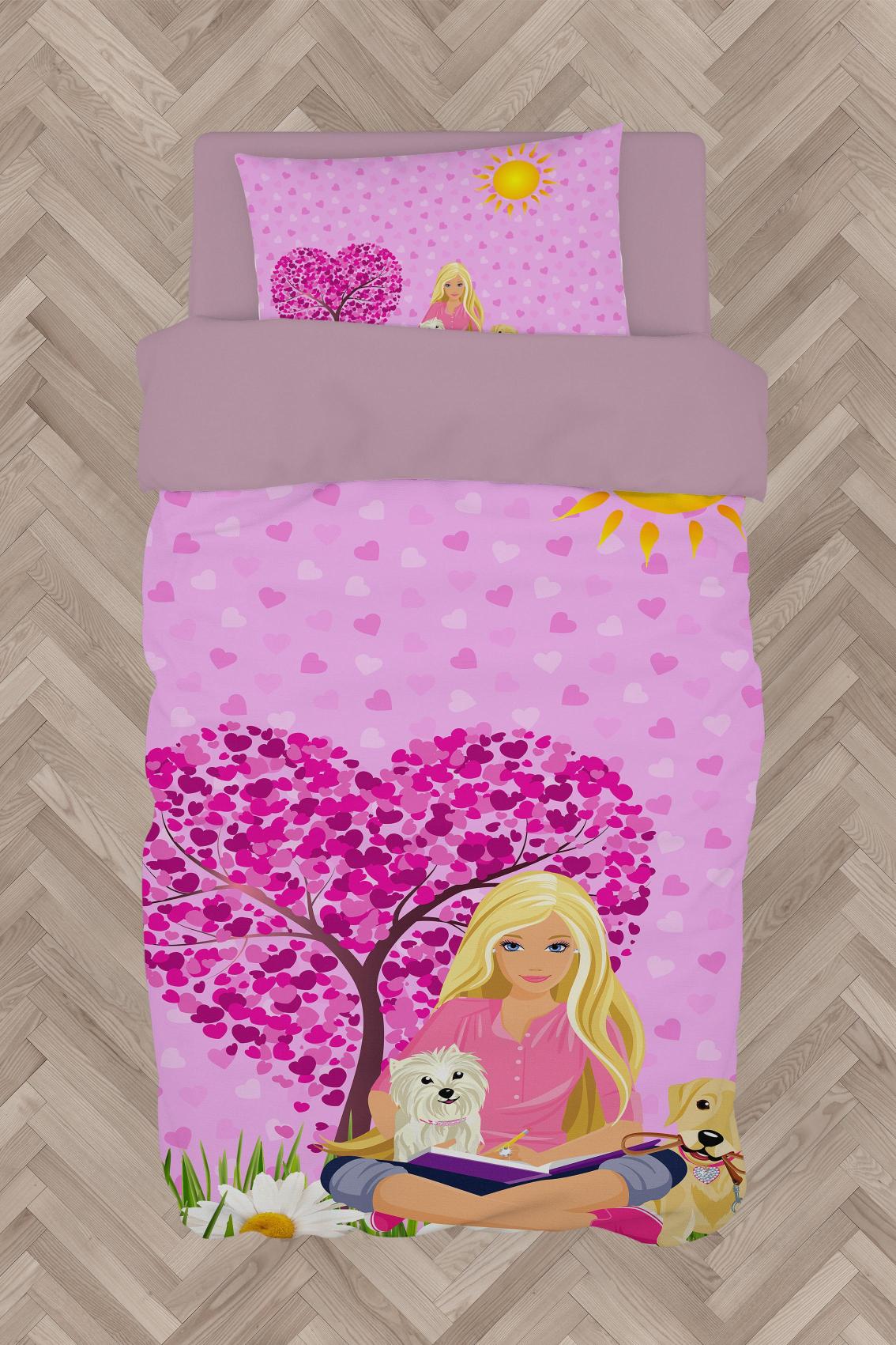 MEKTA%20HOME%20BEBEK%20VE%20ÇOCUK%20ODASI%20Barbie%20ve%20Kalp%20Desenli%20Nevresim%20Takımı