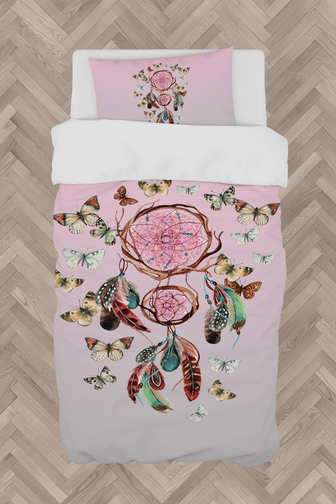 MEKTA%20HOME%20BEBEK%20VE%20ÇOCUK%20ODASI%20Kelebek%20Desenli%20Pembe%20Nevresim%20Takımı