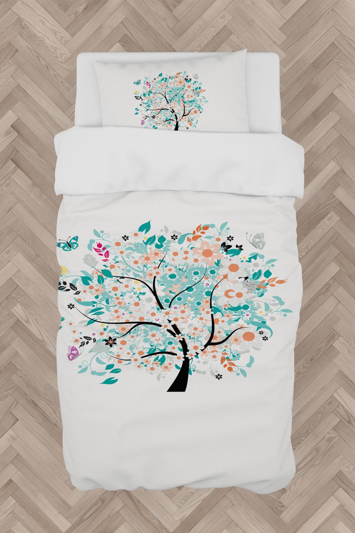 MEKTA%20HOME%20BEBEK%20VE%20ÇOCUK%20ODASI%20Kelebekli%20Ağaç%20Desenli%20Nevresim%20Takımı