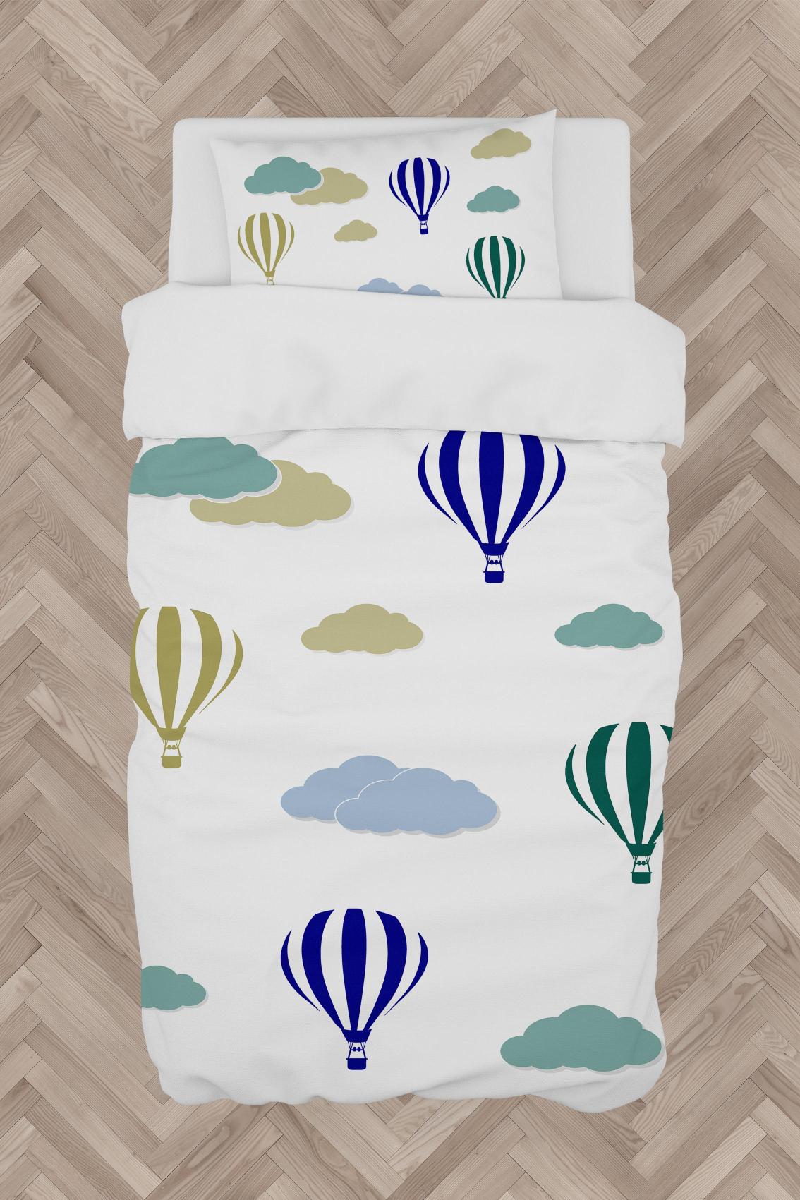 MEKTA%20HOME%20BEBEK%20VE%20ÇOCUK%20ODASI%20Renkli%20Bulut%20ve%20Uçan%20Balon%20Desenli%20Nevresim%20Takımı