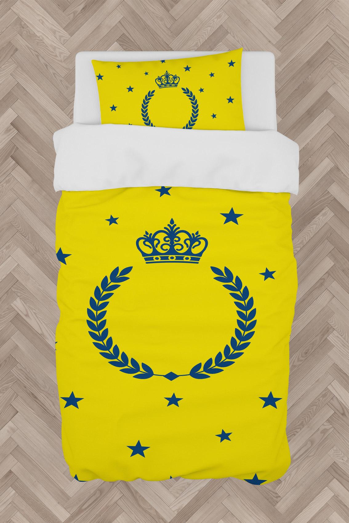 MEKTA%20HOME%20BEBEK%20VE%20ÇOCUK%20ODASI%20Taç%20ve%20Çelenk%20Desenli%20Sarı%20Nevresim%20Takımı