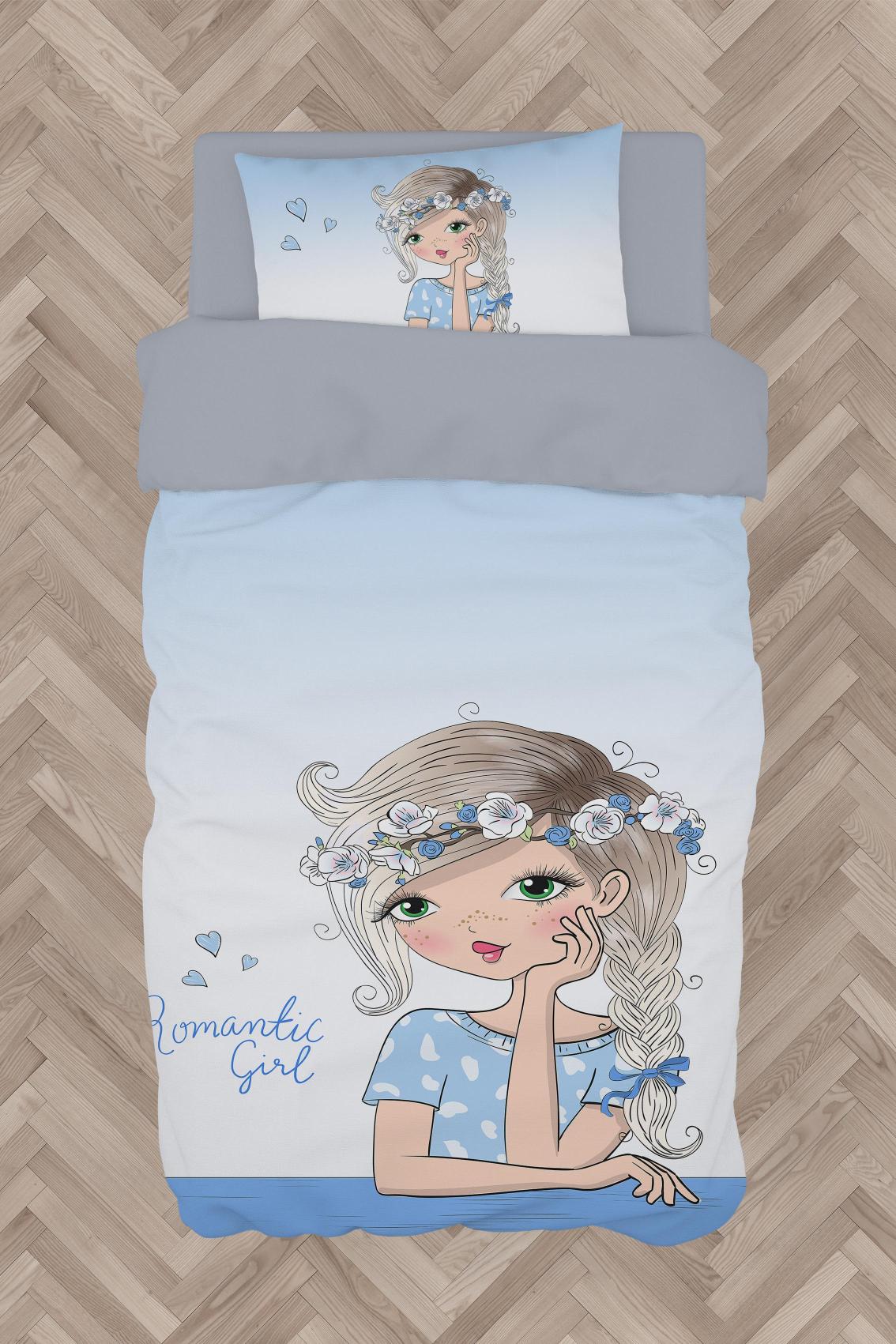 MEKTA%20HOME%20BEBEK%20VE%20ÇOCUK%20ODASI%20Romantic%20Girl%20Desenli%20Mavi%20Nevresim%20Takımı