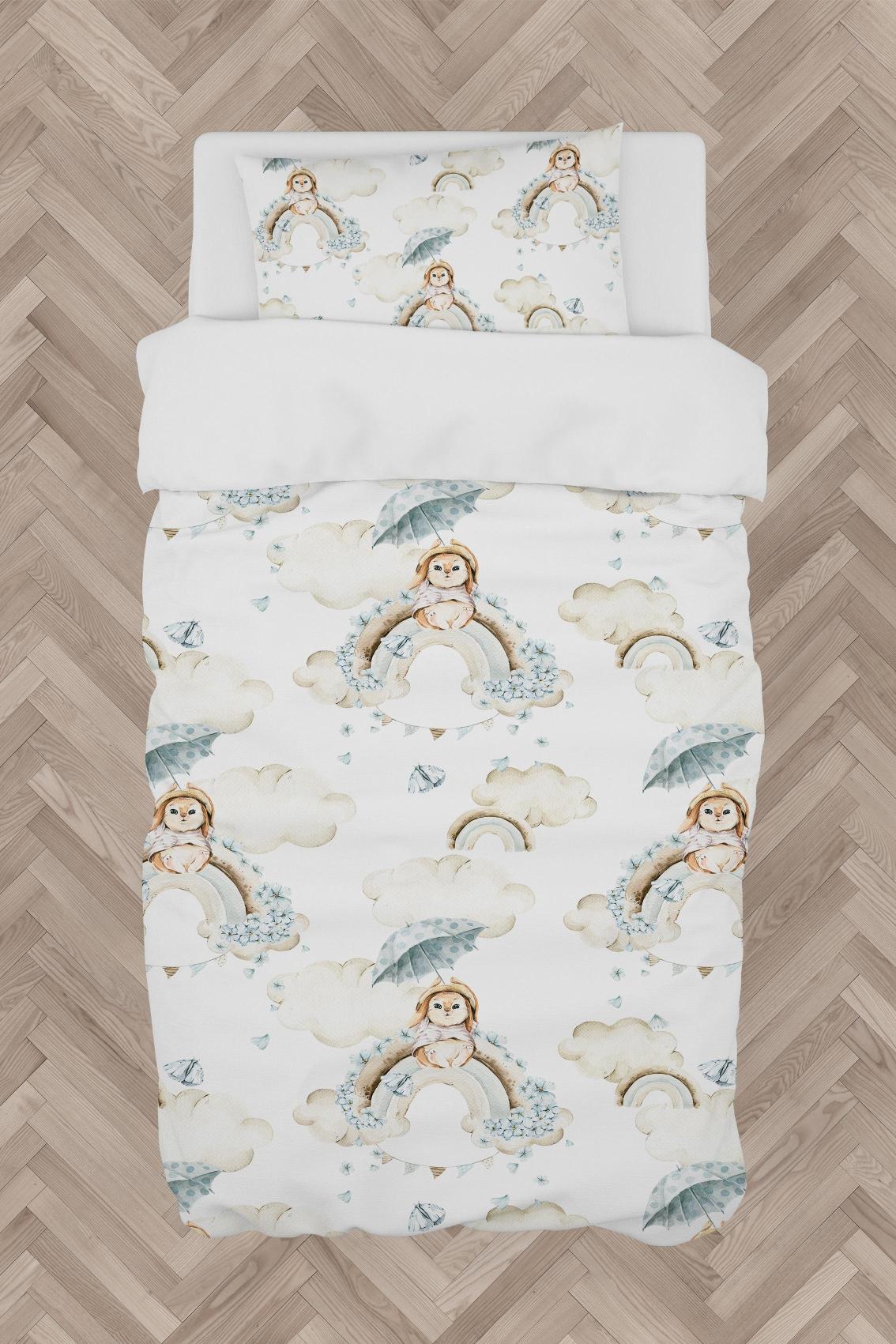 MEKTA%20HOME%20BEBEK%20VE%20ÇOCUK%20ODASI%20Soft%20Gökkuşağı%20Tavşan%20Desenli%20Nevresim%20Takımı