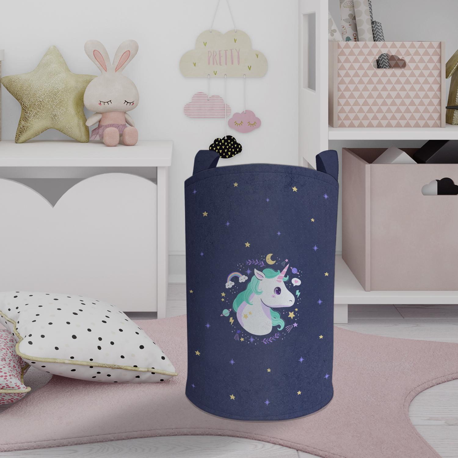 MEKTA%20HOME%20BEBEK%20VE%20ÇOCUK%20ODASI%20Lacivert%20Unicorn%20Desenli%20Oyuncak%20Sepeti