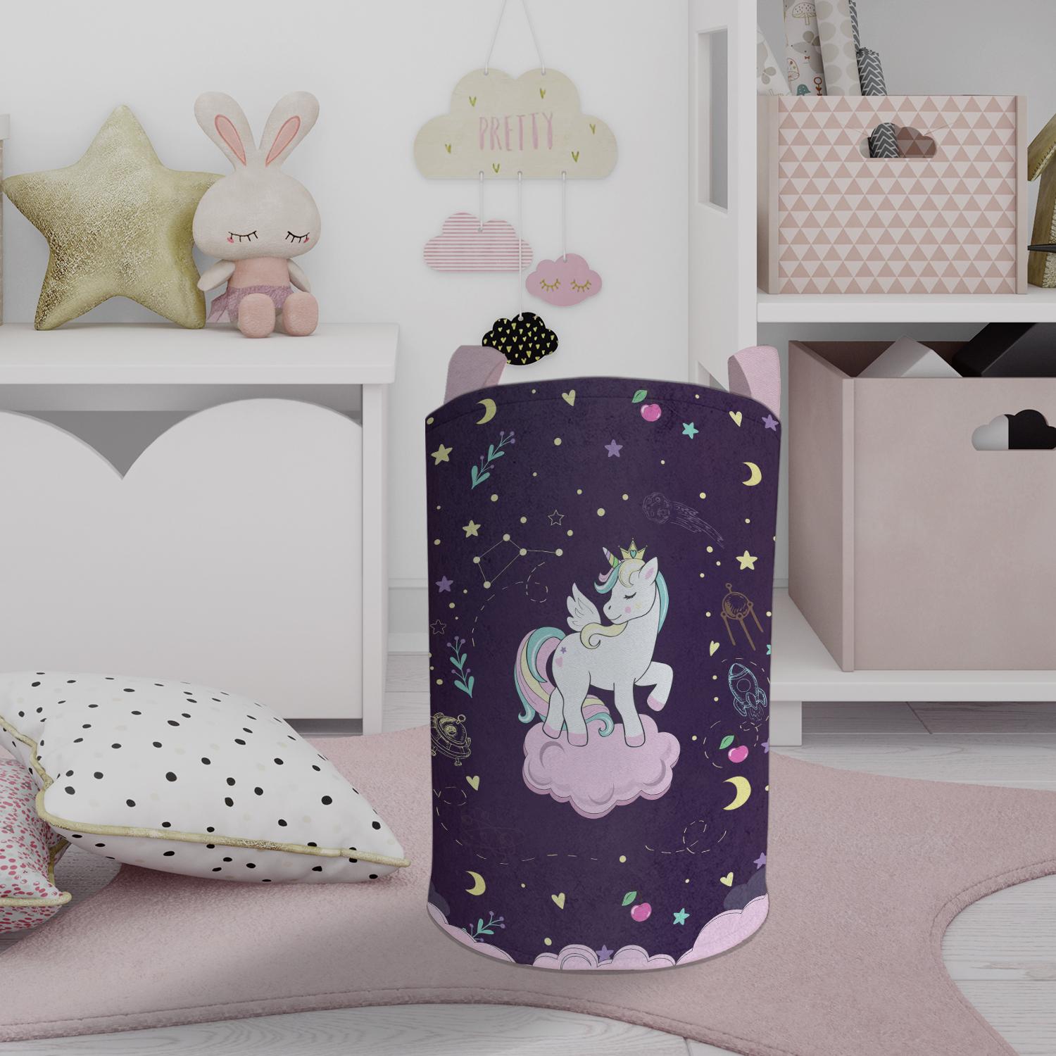 MEKTA%20HOME%20BEBEK%20VE%20ÇOCUK%20ODASI%20Pembe%20Bulut%20Üzerinde%20Unicorn%20Desenli%20Mor%20Oyuncak%20Sepeti