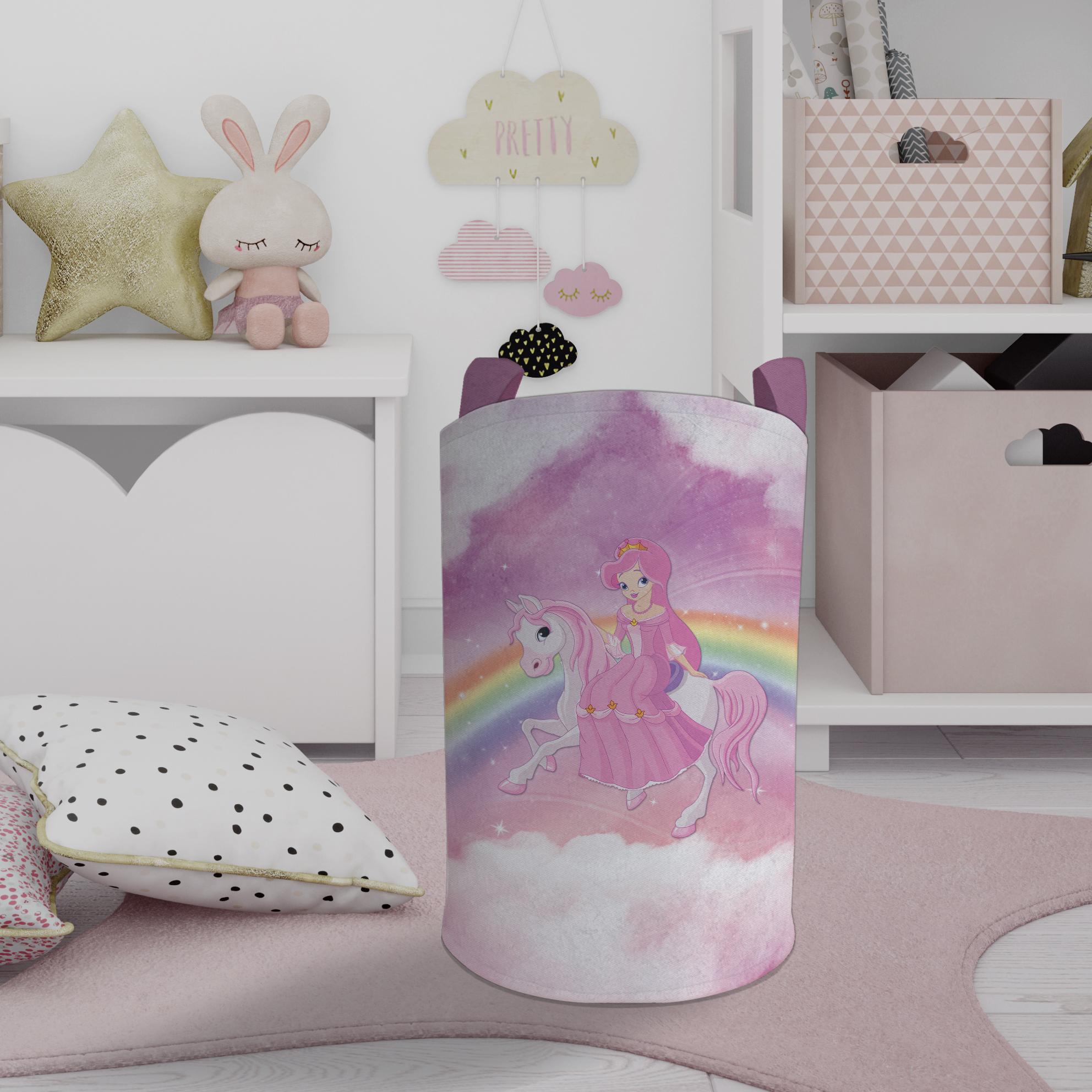 MEKTA%20HOME%20BEBEK%20VE%20ÇOCUK%20ODASI%20Gökuşağı%20ve%20Unicorn%20Desenli%20Oyuncak%20Sepeti