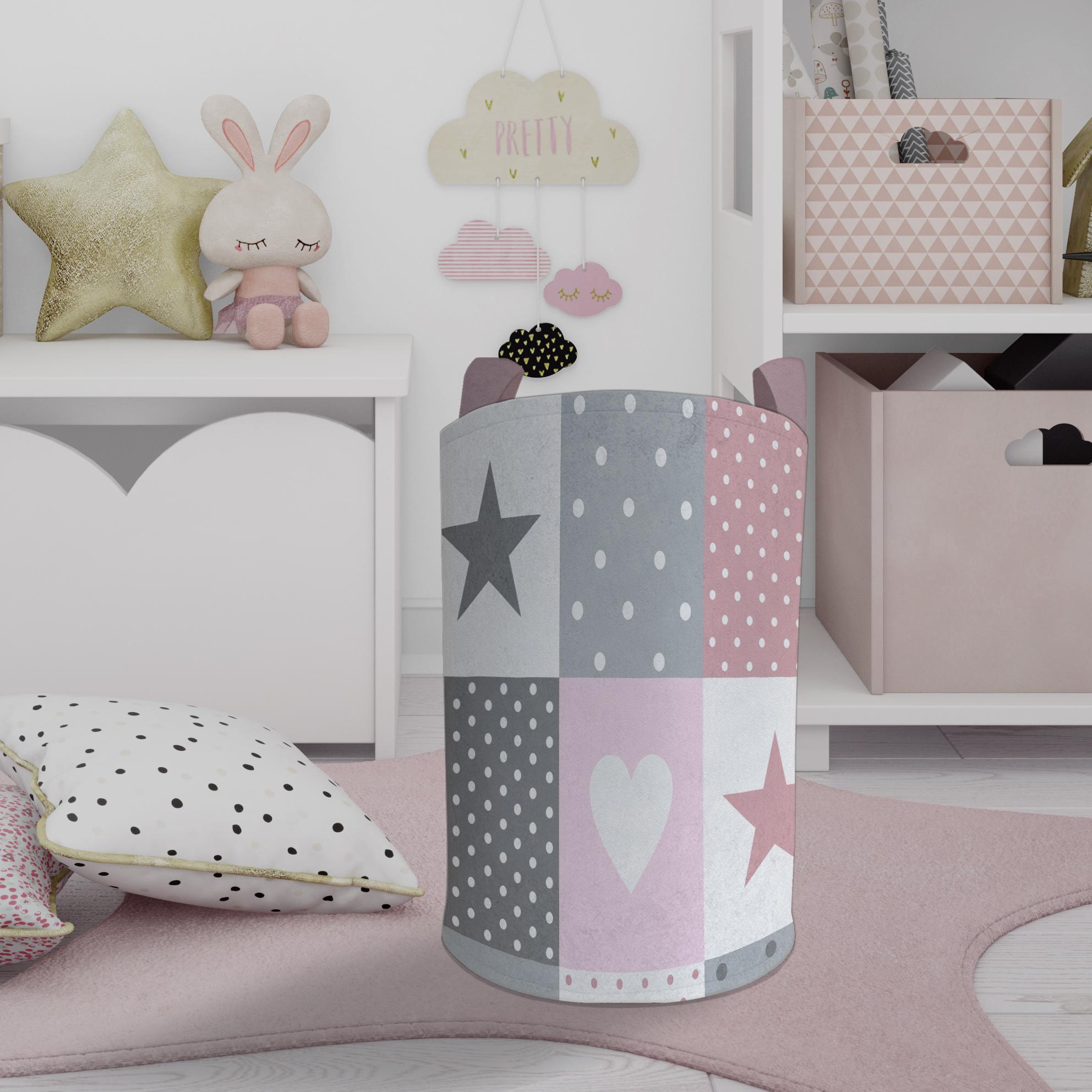 MEKTA%20HOME%20BEBEK%20VE%20ÇOCUK%20ODASI%20Soft%20Yıldız%20ve%20Kalp%20Desenli%20Oyuncak%20Sepeti