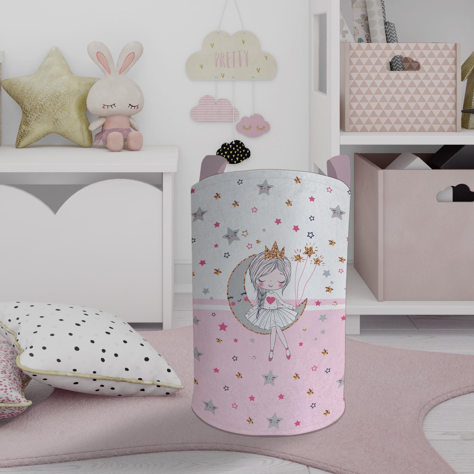 MEKTA%20HOME%20BEBEK%20VE%20ÇOCUK%20ODASI%20Ayda%20Oturan%20Prenses%20Kız%20Desenli%20Pembe%20Oyuncak%20Sepeti