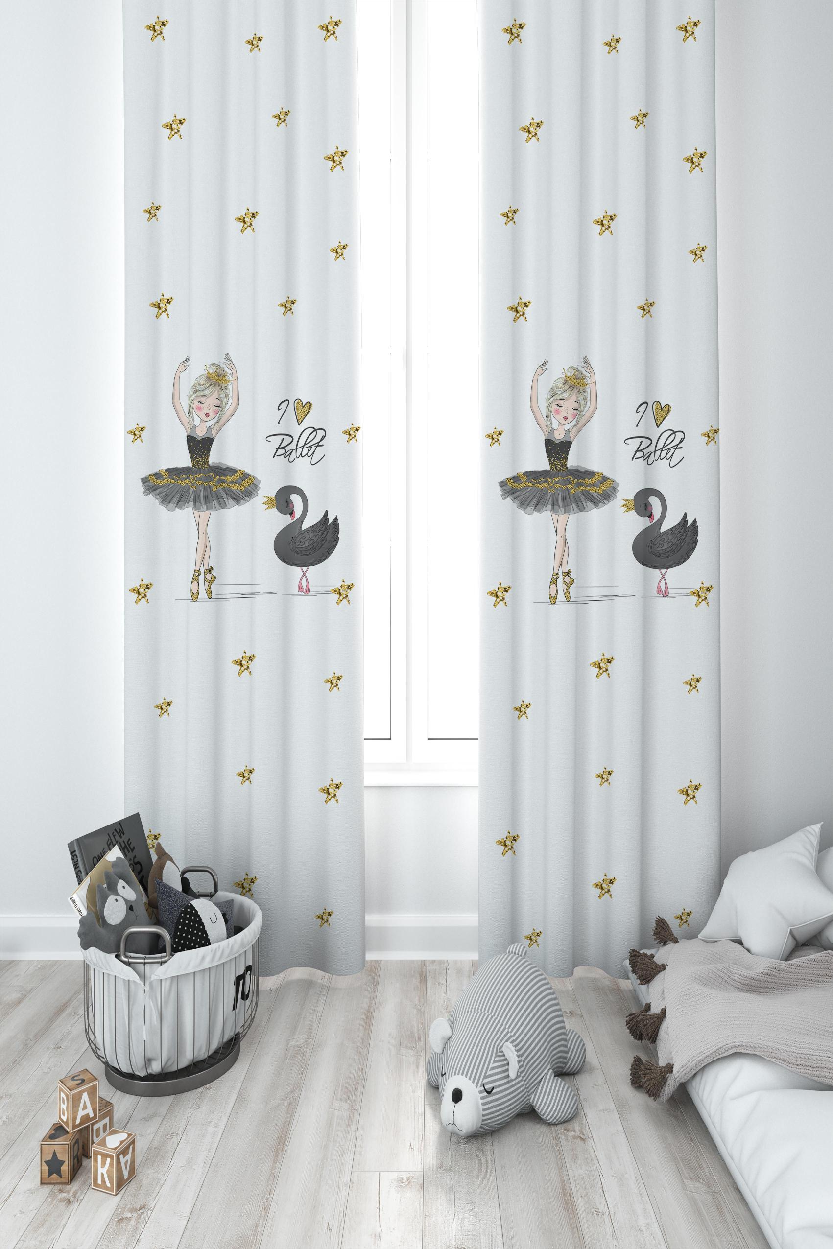MEKTA%20HOME%20BEBEK%20VE%20ÇOCUK%20ODASI%20Balerin%20Kız%20ve%20Kuğu%20Desenli%202%20Kanat%20Fon%20Perde