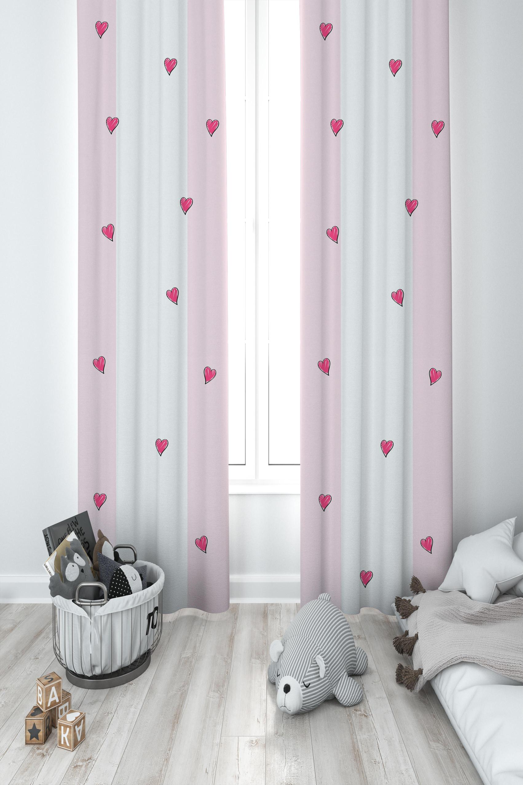 MEKTA%20HOME%20BEBEK%20VE%20ÇOCUK%20ODASI%20Pembe%20Kalp%20Desenli%202%20Kanat%20Fon%20Perde