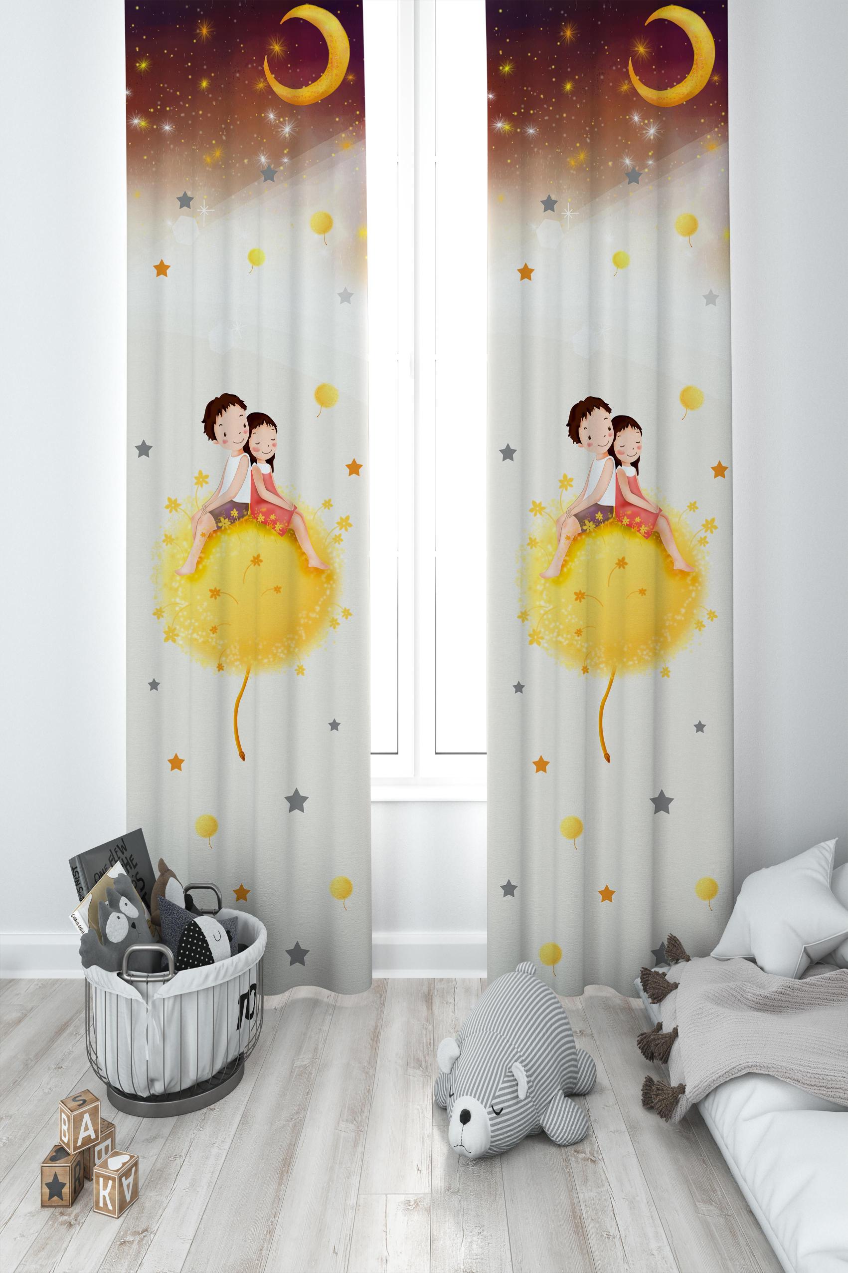 MEKTA%20HOME%20BEBEK%20VE%20ÇOCUK%20ODASI%20Sevimli%20Çocuklar%20Yıldız%20Desenli%202%20Kanat%20Fon%20Perde