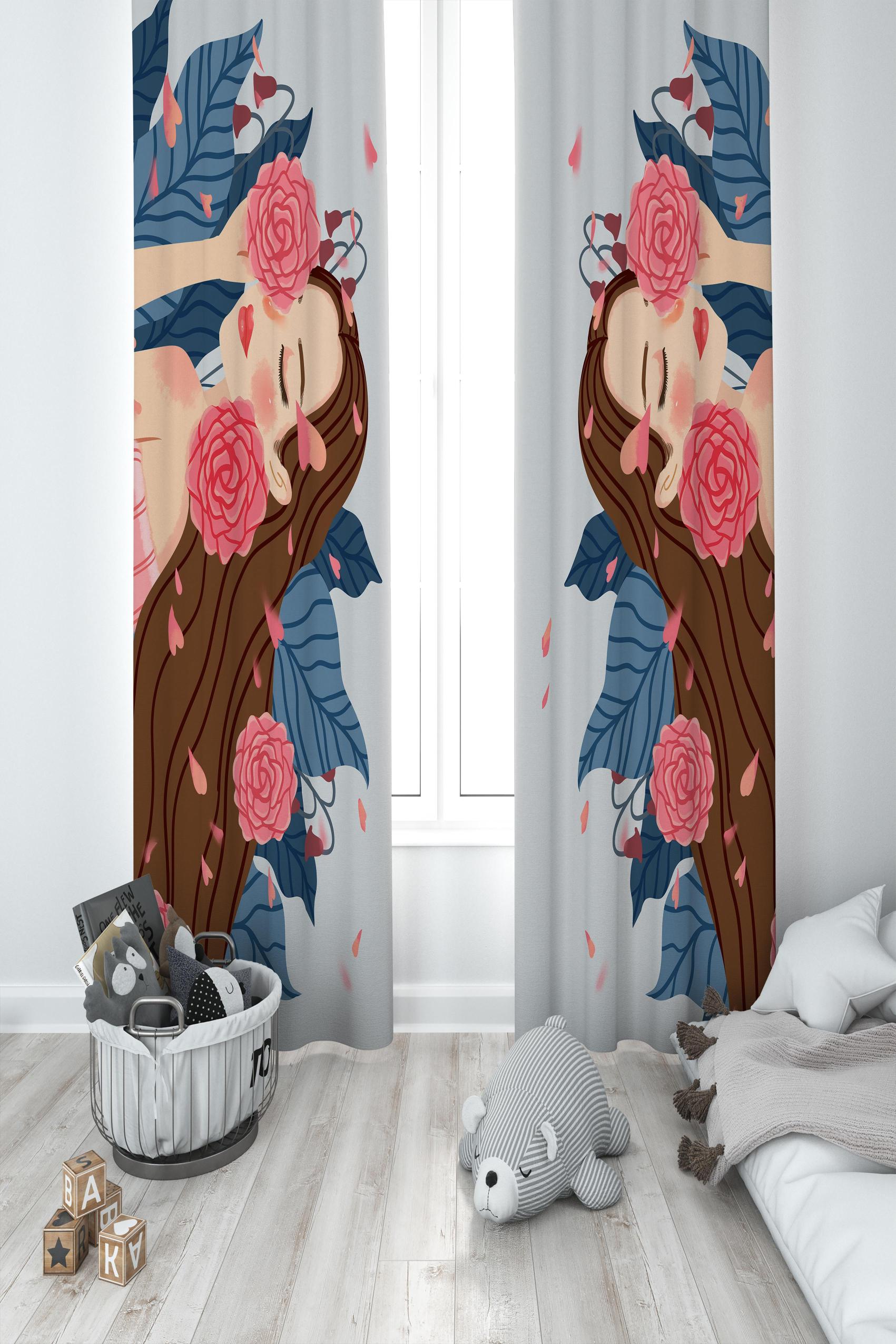 MEKTA%20HOME%20BEBEK%20VE%20ÇOCUK%20ODASI%20Çiçekli%20Prenses%20Kız%20Desenli%202%20Kanat%20Fon%20Perde