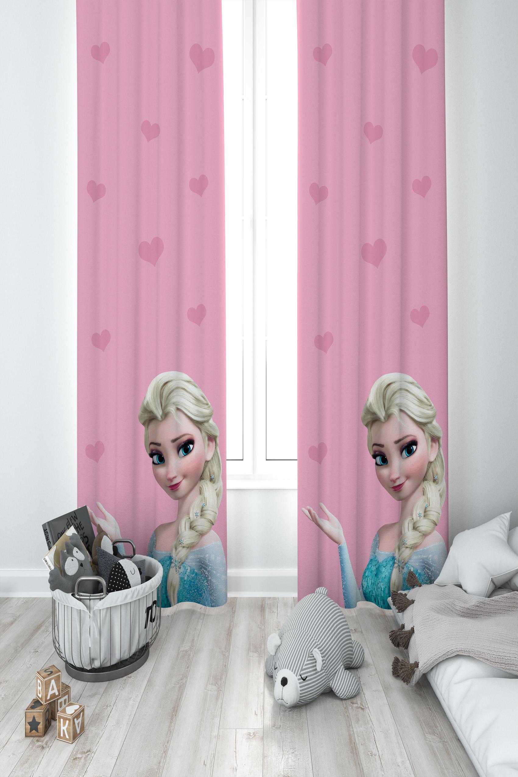MEKTA%20HOME%20BEBEK%20VE%20ÇOCUK%20ODASI%20Pembe%20Elsa%20Desenli%202%20Kanat%20Fon%20Perde