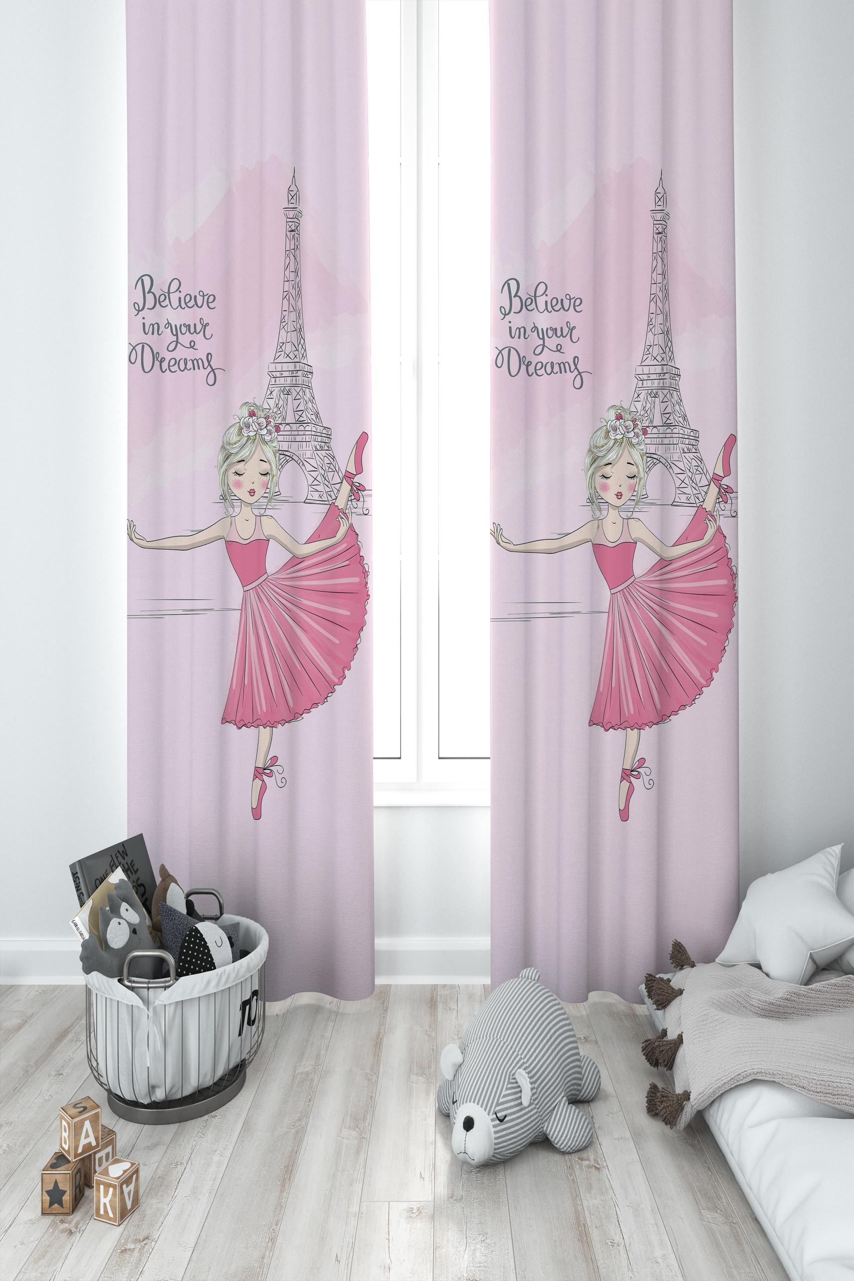 MEKTA%20HOME%20BEBEK%20VE%20ÇOCUK%20ODASI%20Balerin%20Kız%20ve%20Eyfel%20Kulesi%20Desenli%202%20Kanat%20Fon%20Perde