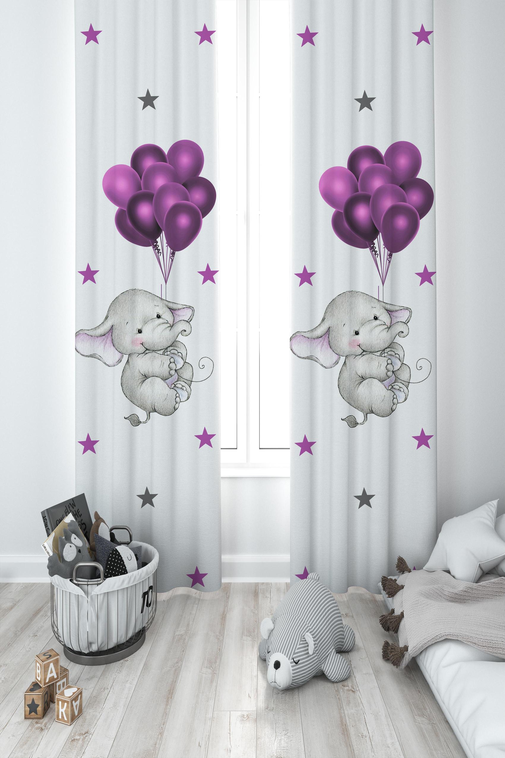 MEKTA%20HOME%20BEBEK%20VE%20ÇOCUK%20ODASI%20Filli%20ve%20Mor%20Balon%20Desenli%202%20Kanat%20Fon%20Perde