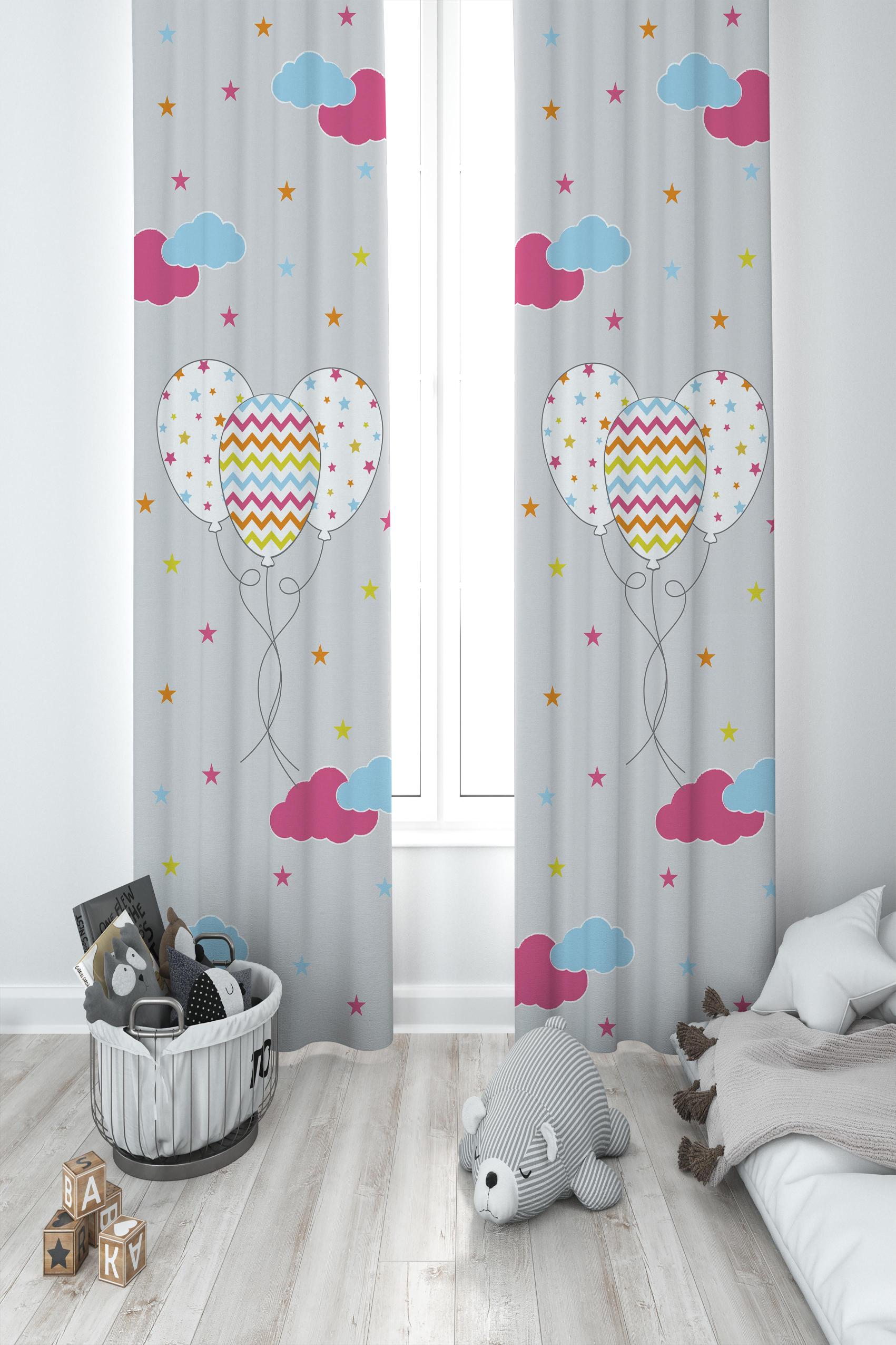 MEKTA%20HOME%20BEBEK%20VE%20ÇOCUK%20ODASI%20Renkli%20Bulutlu%20ve%20Balon%20Desenli%202%20Kanat%20Fon%20Perde
