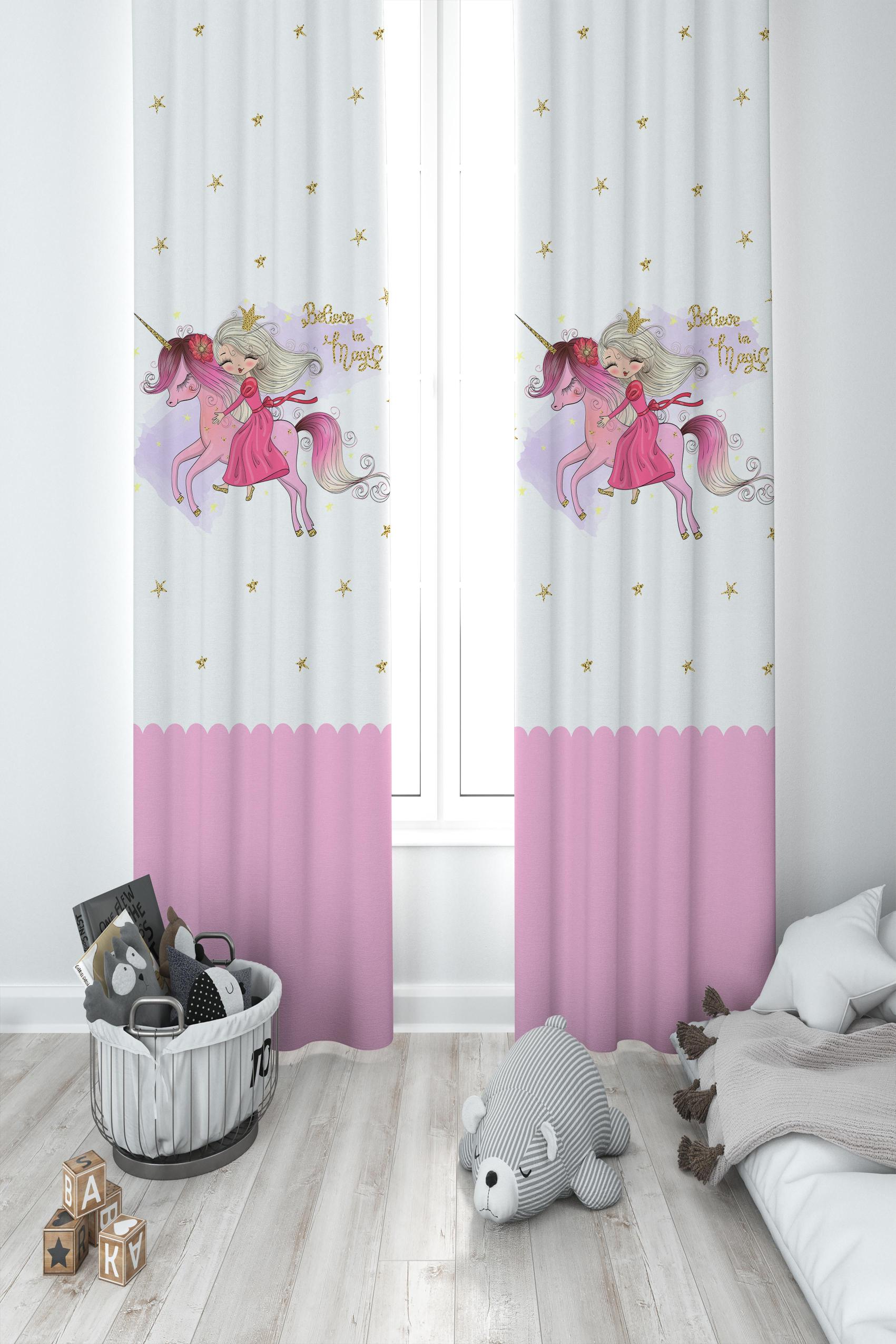 MEKTA%20HOME%20BEBEK%20VE%20ÇOCUK%20ODASI%20Unicorn%20Üzerinde%20Prenses%20Kız%20Desenli%202%20Kanat%20Fon%20Perde