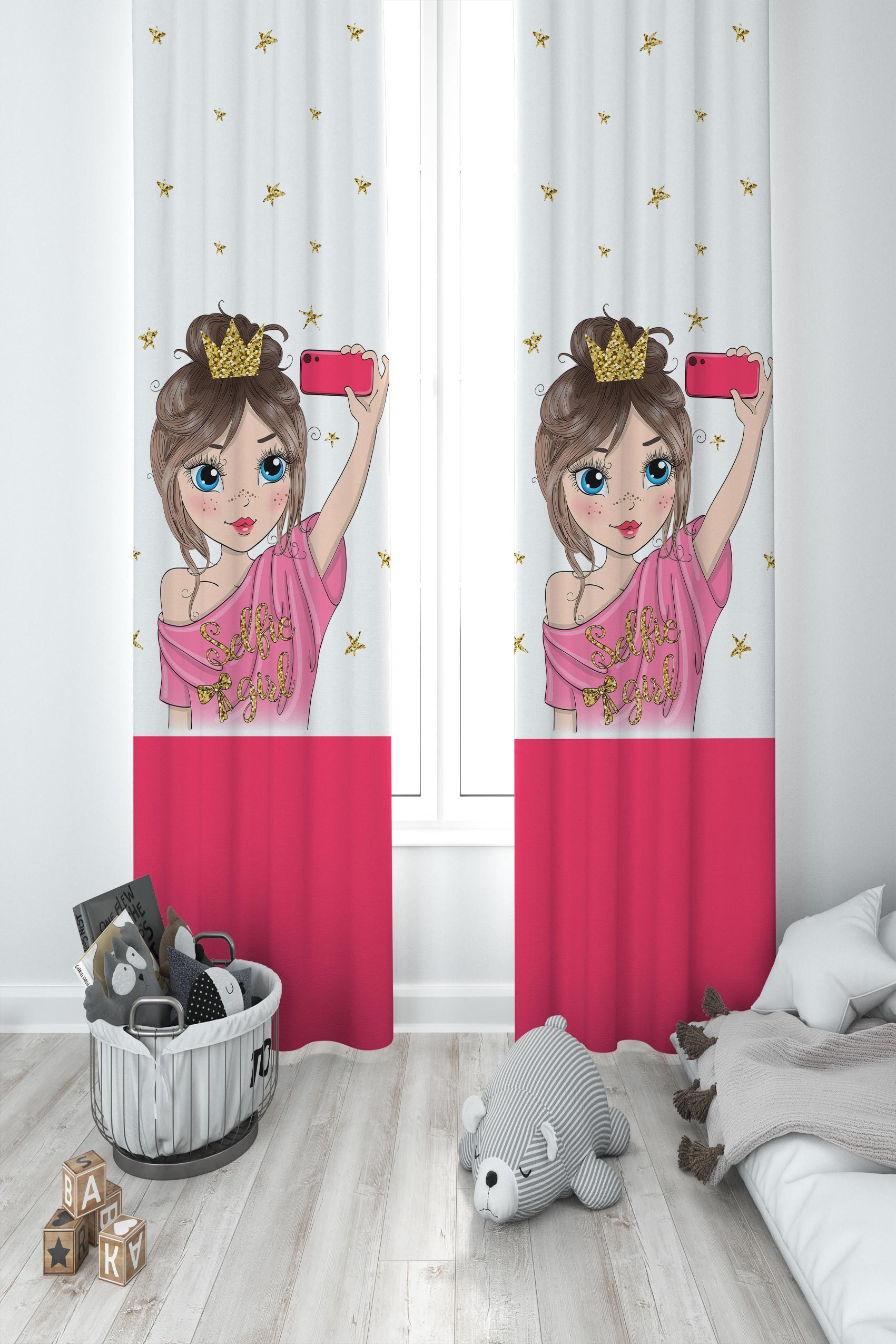 MEKTA%20HOME%20BEBEK%20VE%20ÇOCUK%20ODASI%20Selfie%20Yapan%20Prenses%20Kız%20Desenli%202%20Kanat%20Fon%20Perde